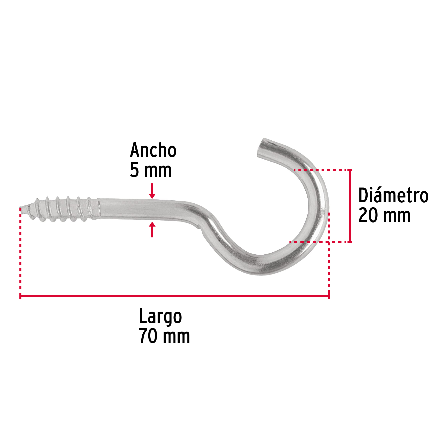 Armella 22 x 100, abierta, caja con 72 pzas