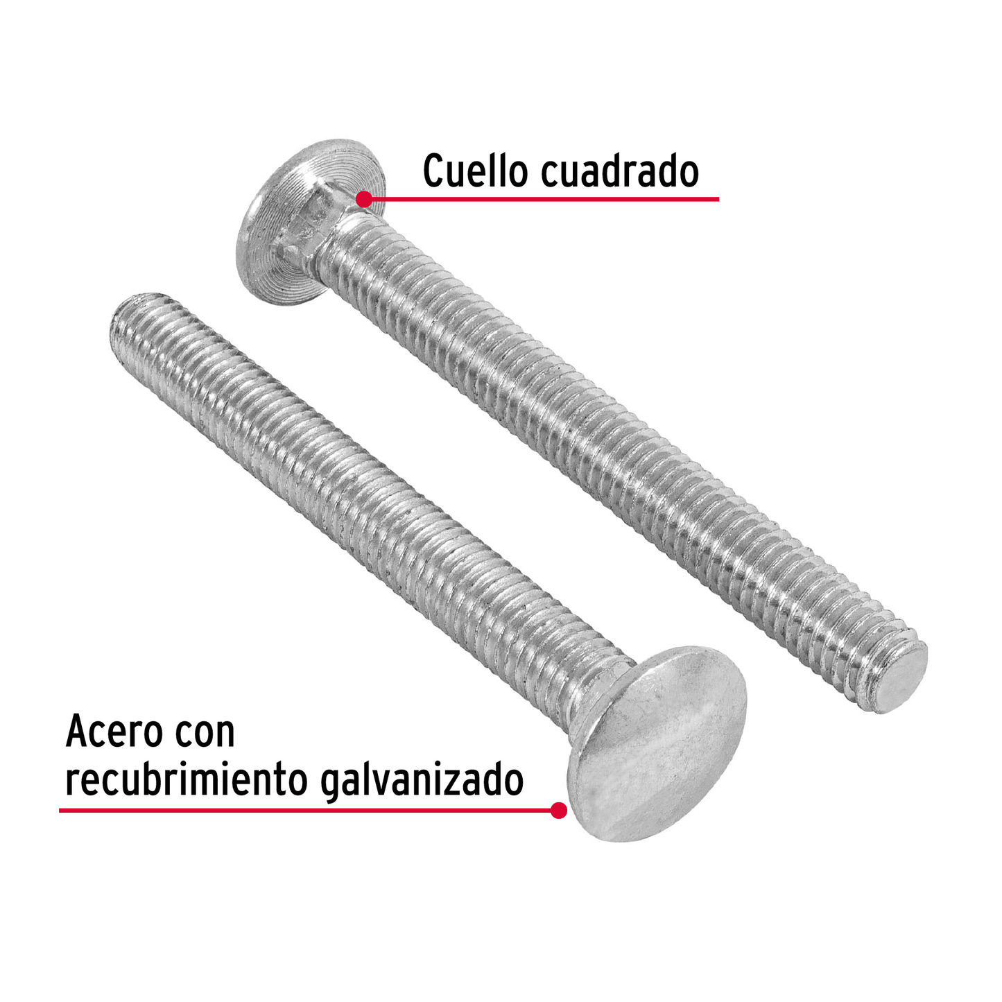 Tornillo tipo coche, galvanizado, 3/8 X 3-1/2", 30 piezas