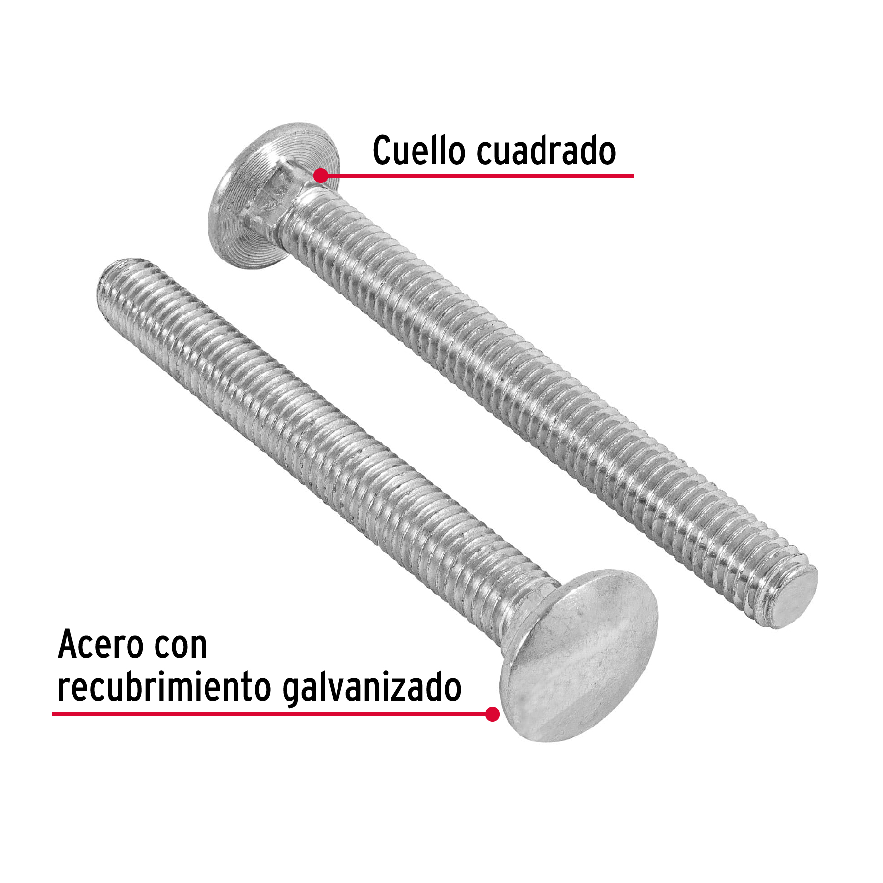 Tornillo tipo coche, galvanizado, 3/8 X 3-1/2", 30 piezas