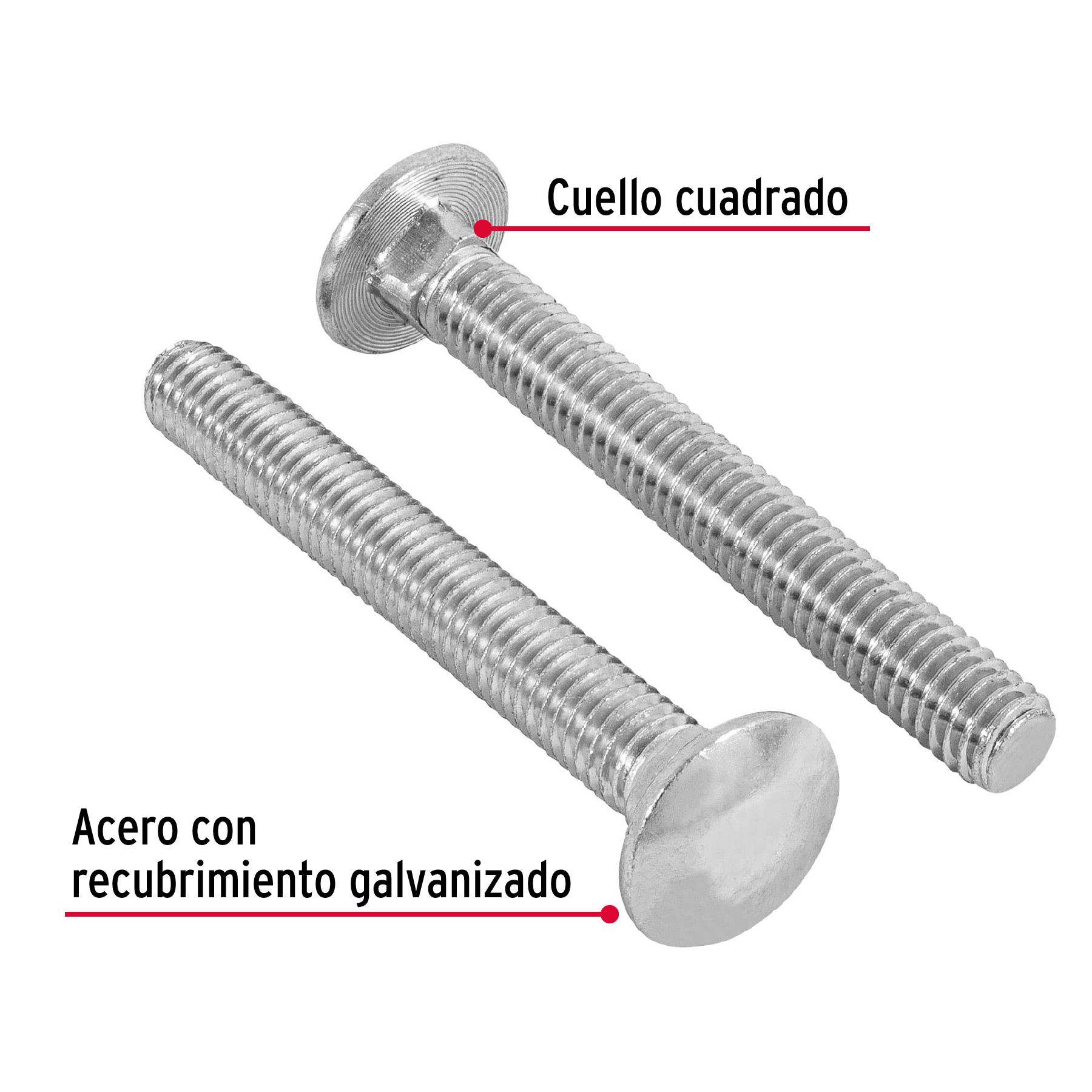 Tornillo tipo coche, galvanizado, 3/8 X 3", 40 piezas