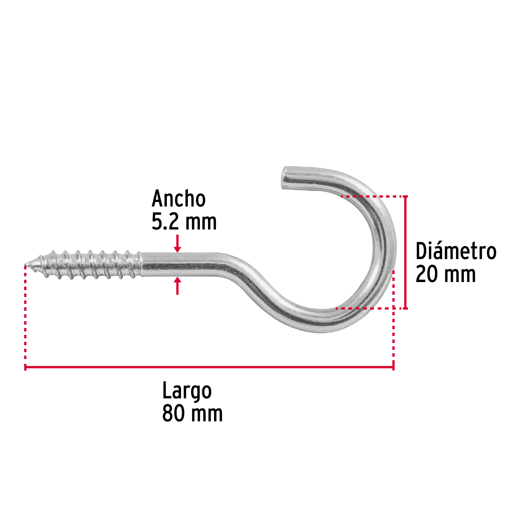 Armella 23 x 110, abierta, caja con 72 pzas