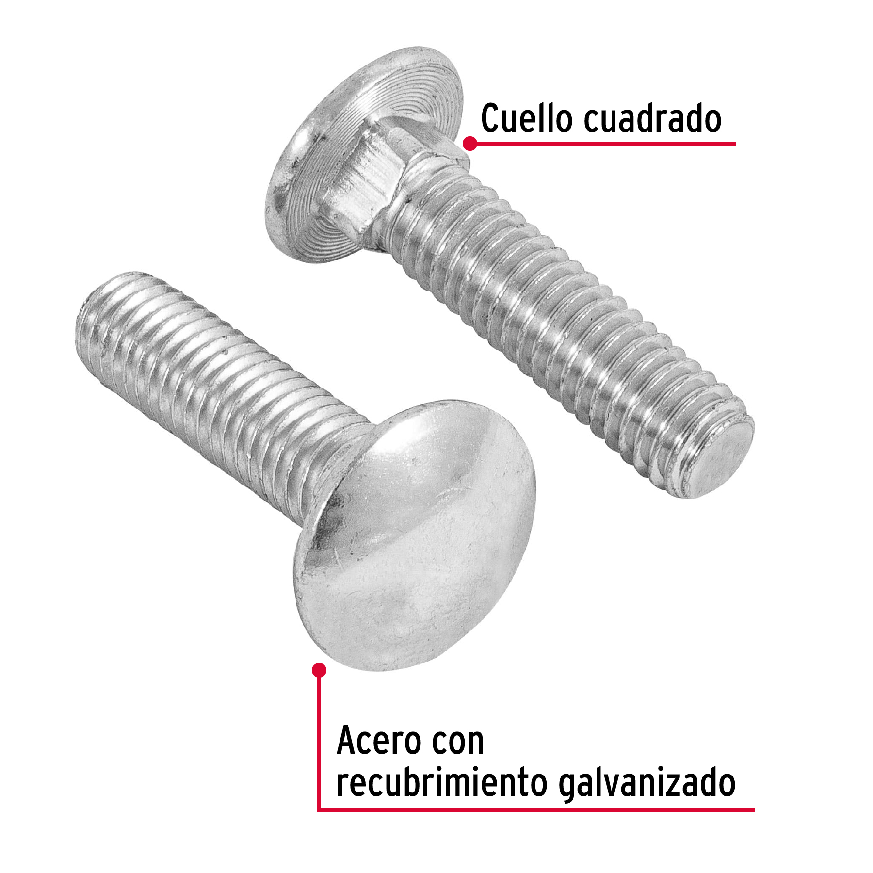 Tornillo tipo coche, galvanizado, 3/8 X 1-1/2", 70 piezas