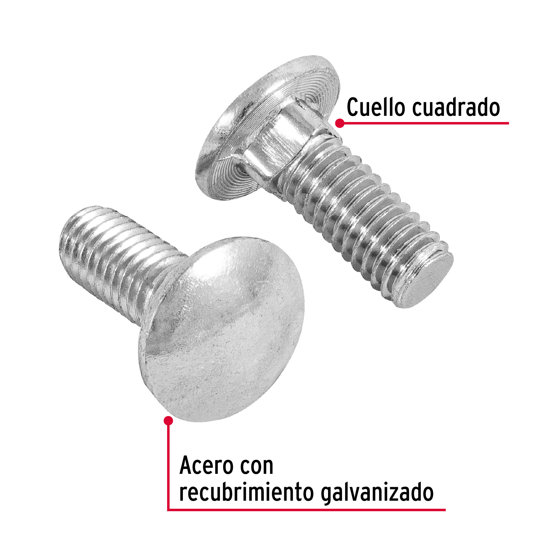 Tornillo tipo coche, galvanizado, 3/8 X 1", 40 piezas