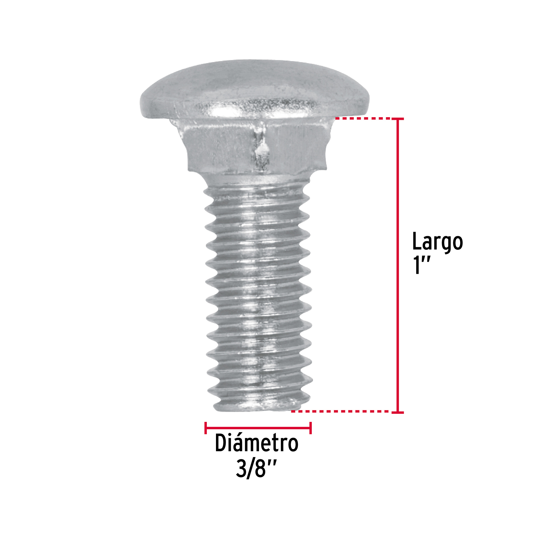 Tornillo tipo coche, galvanizado, 3/8 X 1", 40 piezas