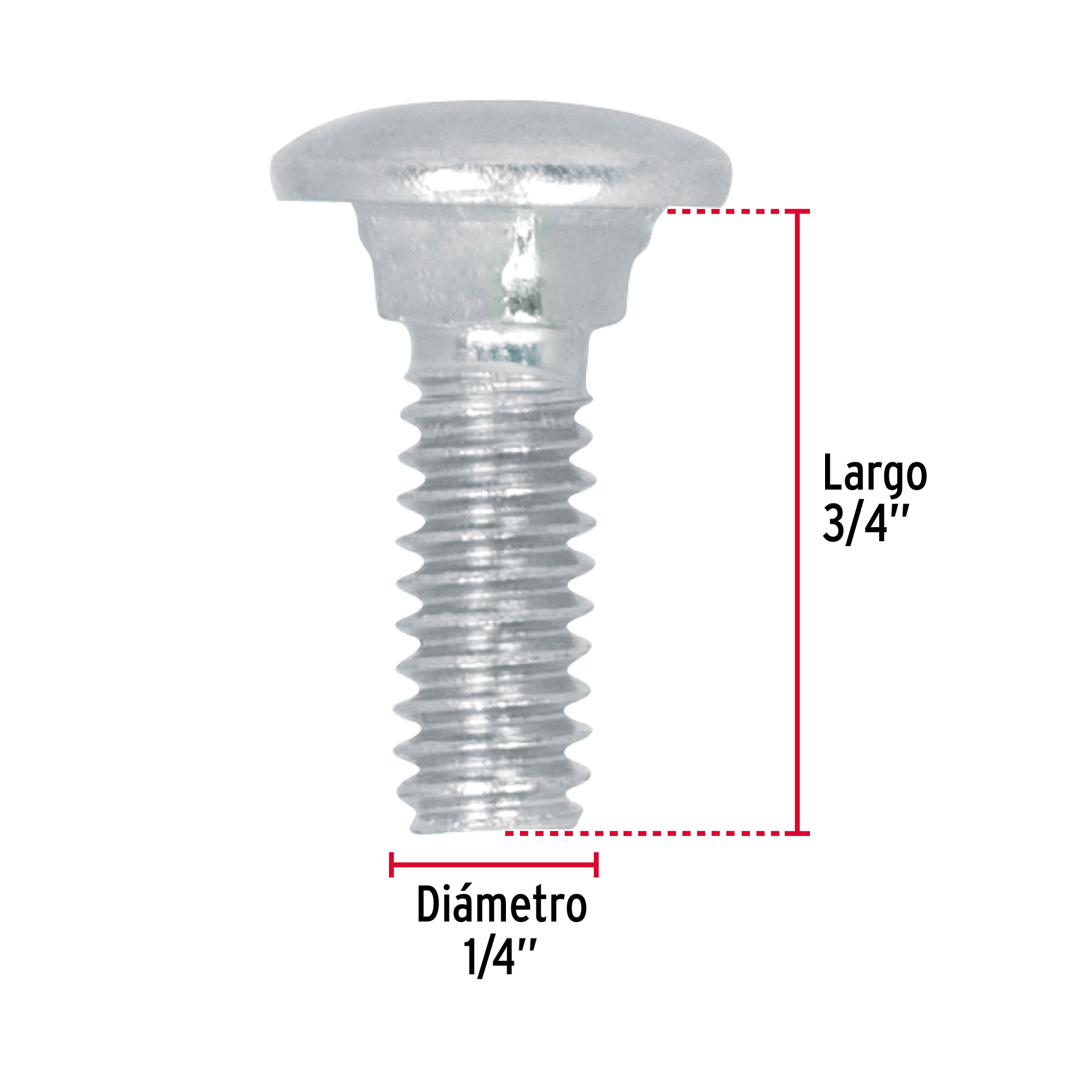 Tornillo tipo coche, galvanizado, 1/4 X 3/4", 100 piezas