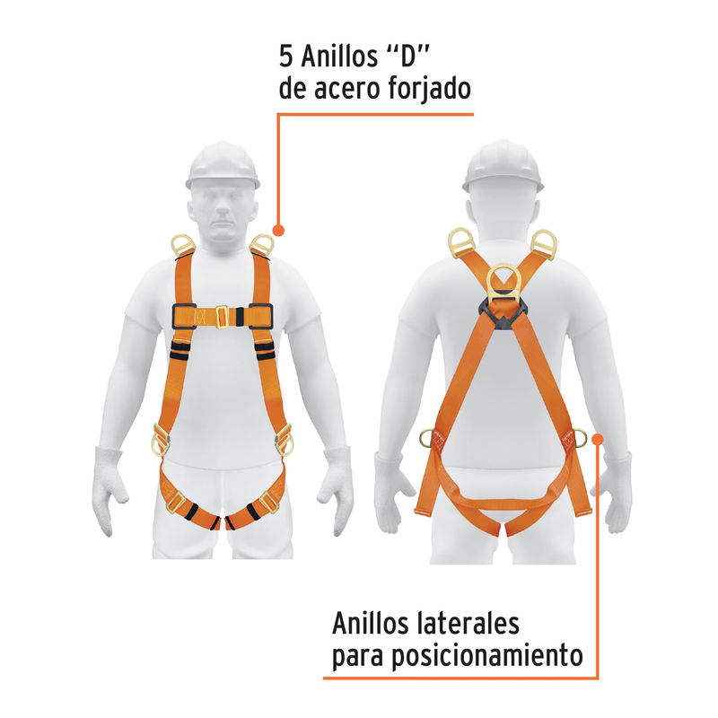 Arnés cuerpo completo, 5 anillos, posicionamiento y rescate