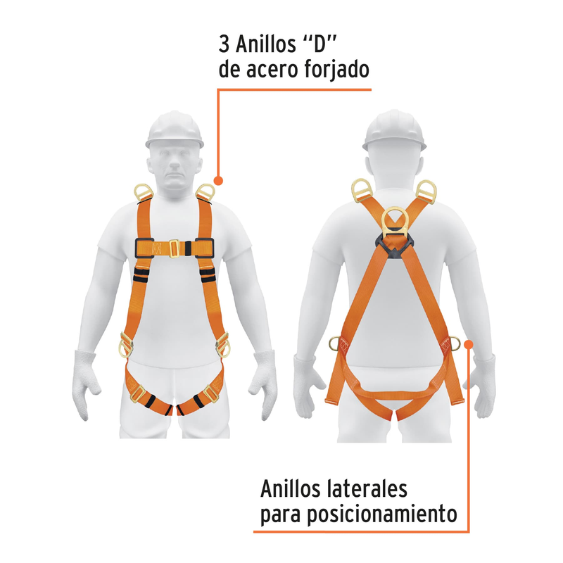 Arnés de cuerpo completo, 3 anillos, rescate