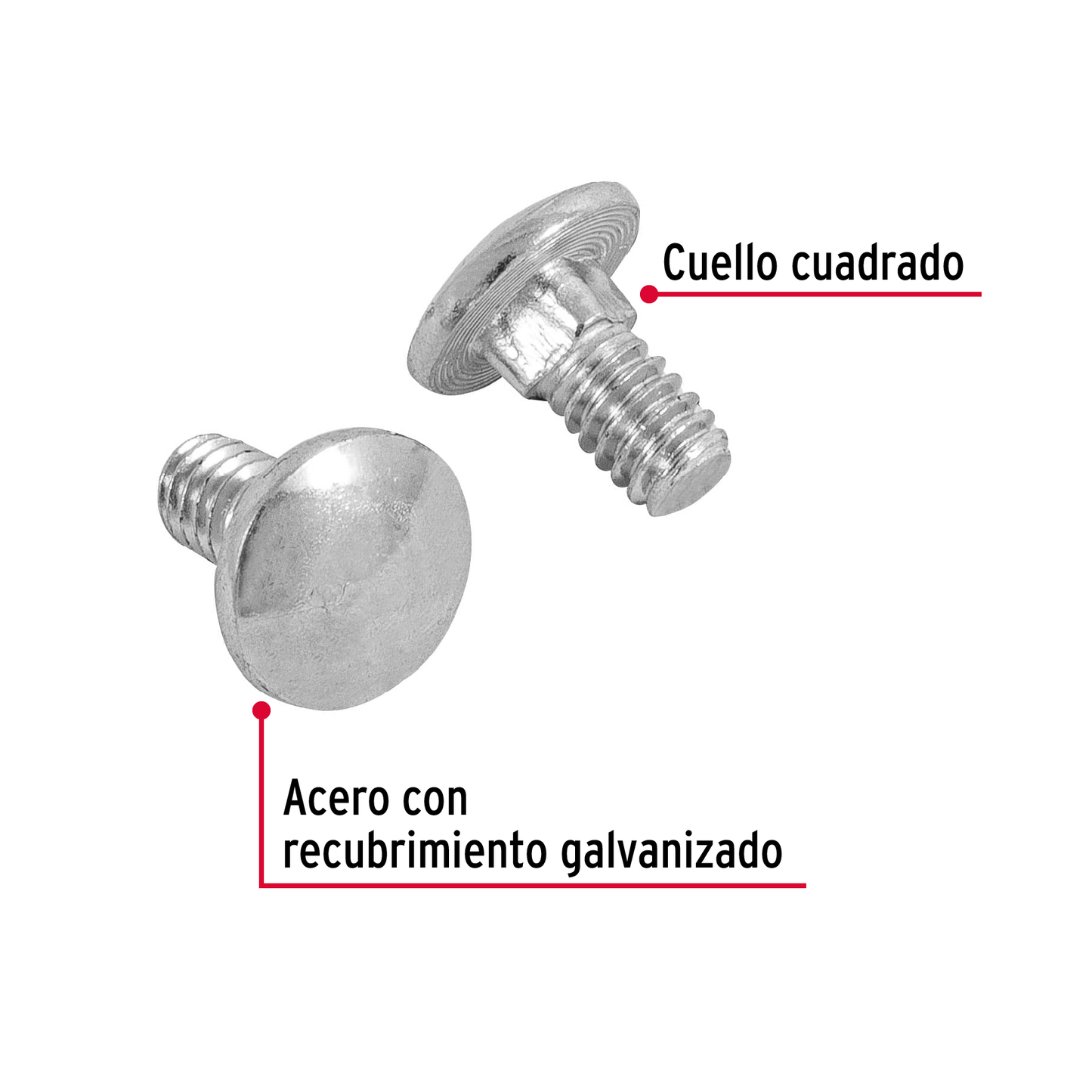 Tornillo tipo coche, galvanizado, 1/4 X 1/2", 150 piezas