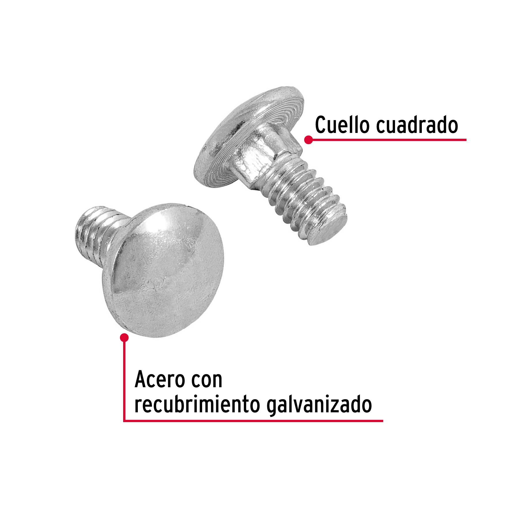 Tornillo tipo coche, galvanizado, 1/4 X 1/2", 150 piezas