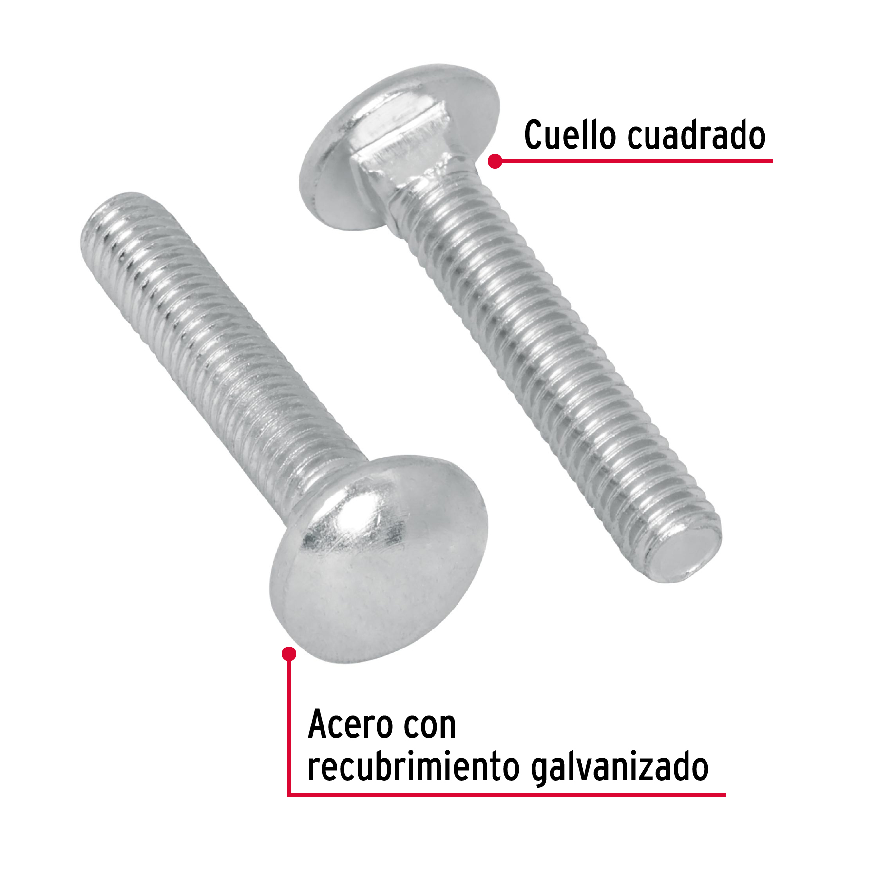 Tornillo tipo coche, galvanizado, 1/4 X 1-1/4", 100 piezas