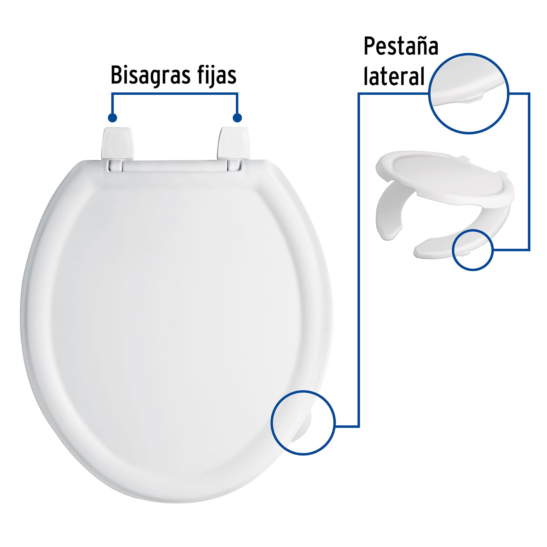 Asiento económico para WC, 35 cm, blanco
