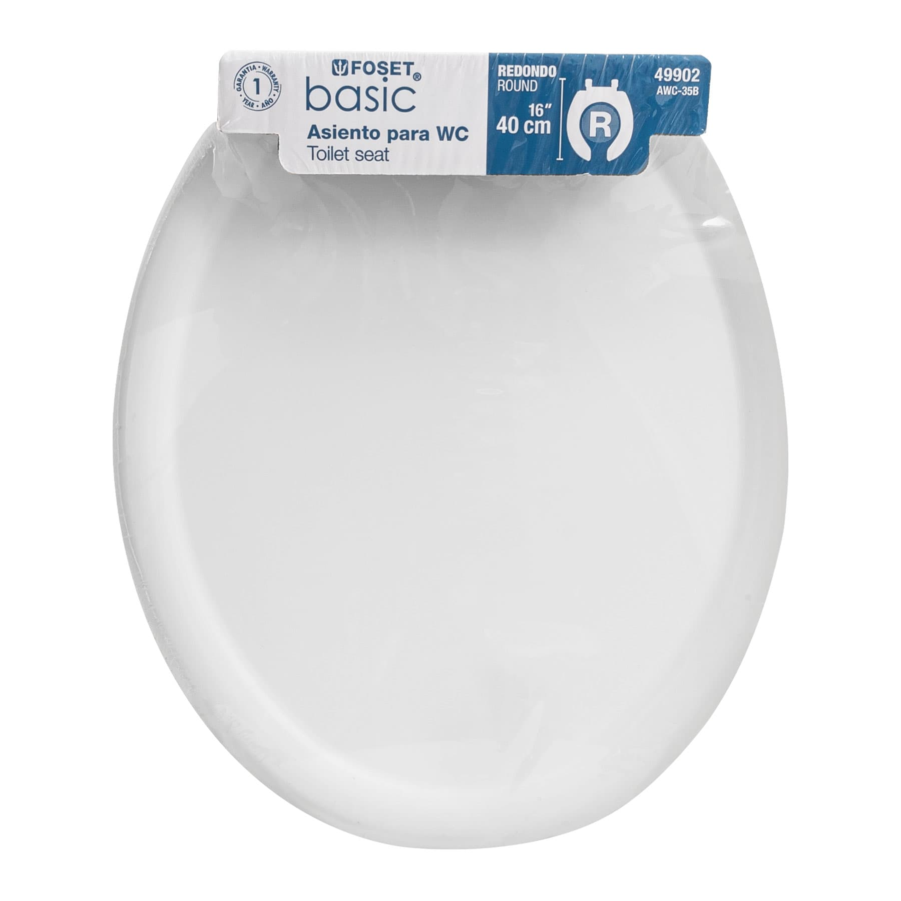 Asiento económico para WC, 35 cm, blanco