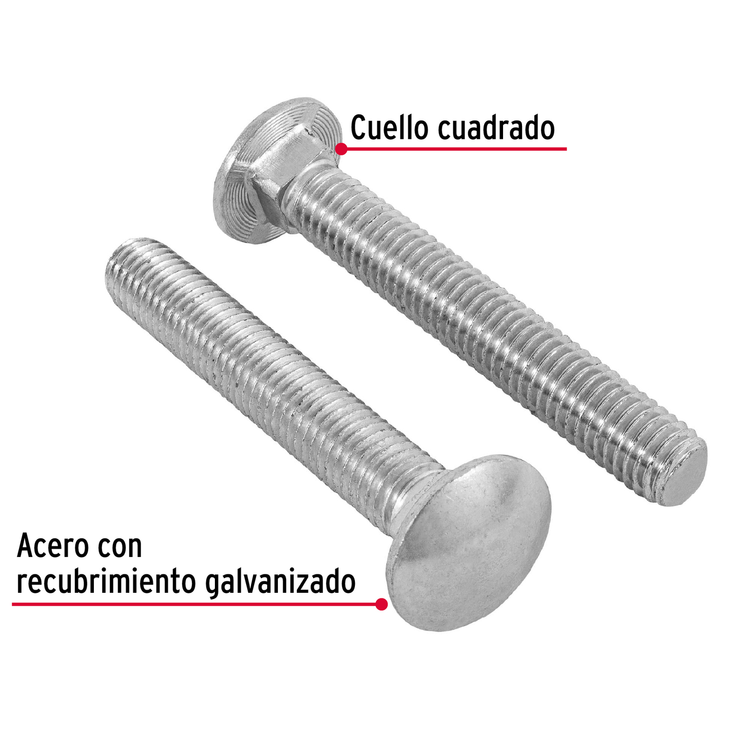 Tornillo tipo coche, galvanizado, 1/2 X 3-1/2", 20 piezas