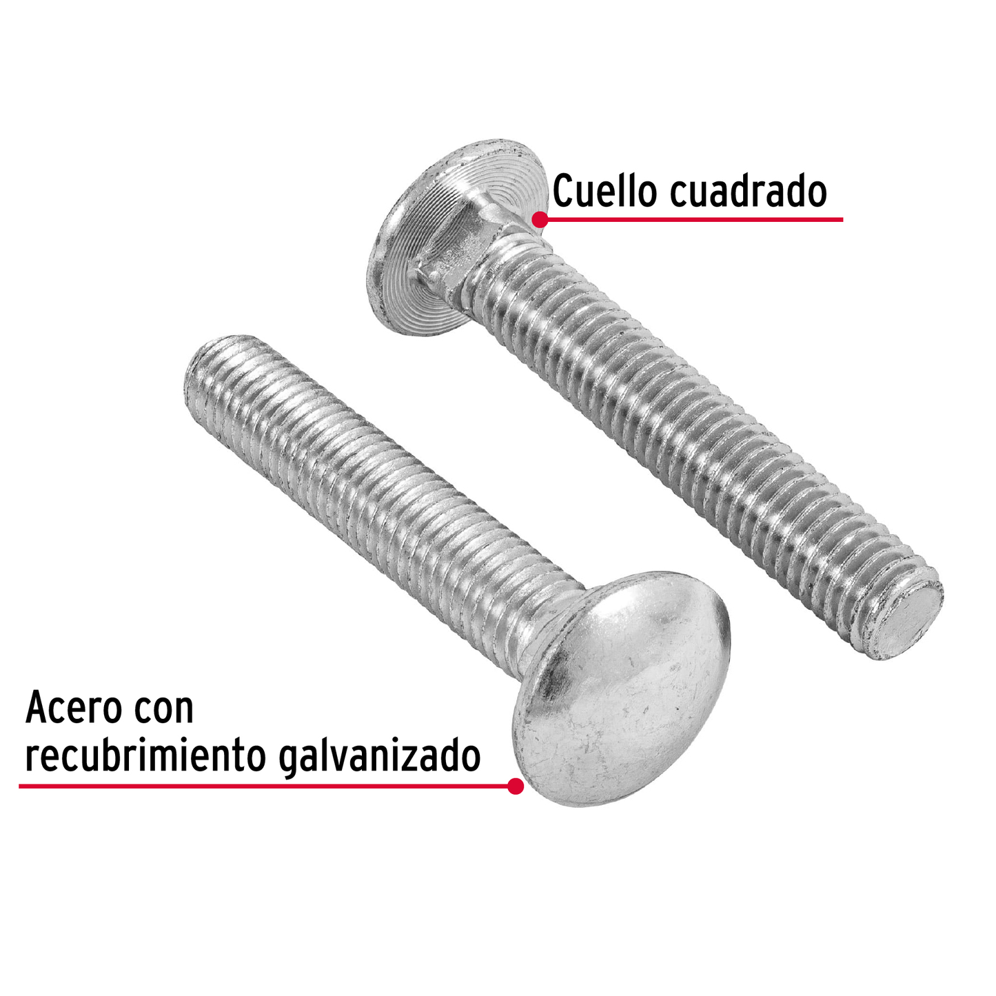 Tornillo tipo coche, galvanizado, 1/2 X 3", 20 piezas