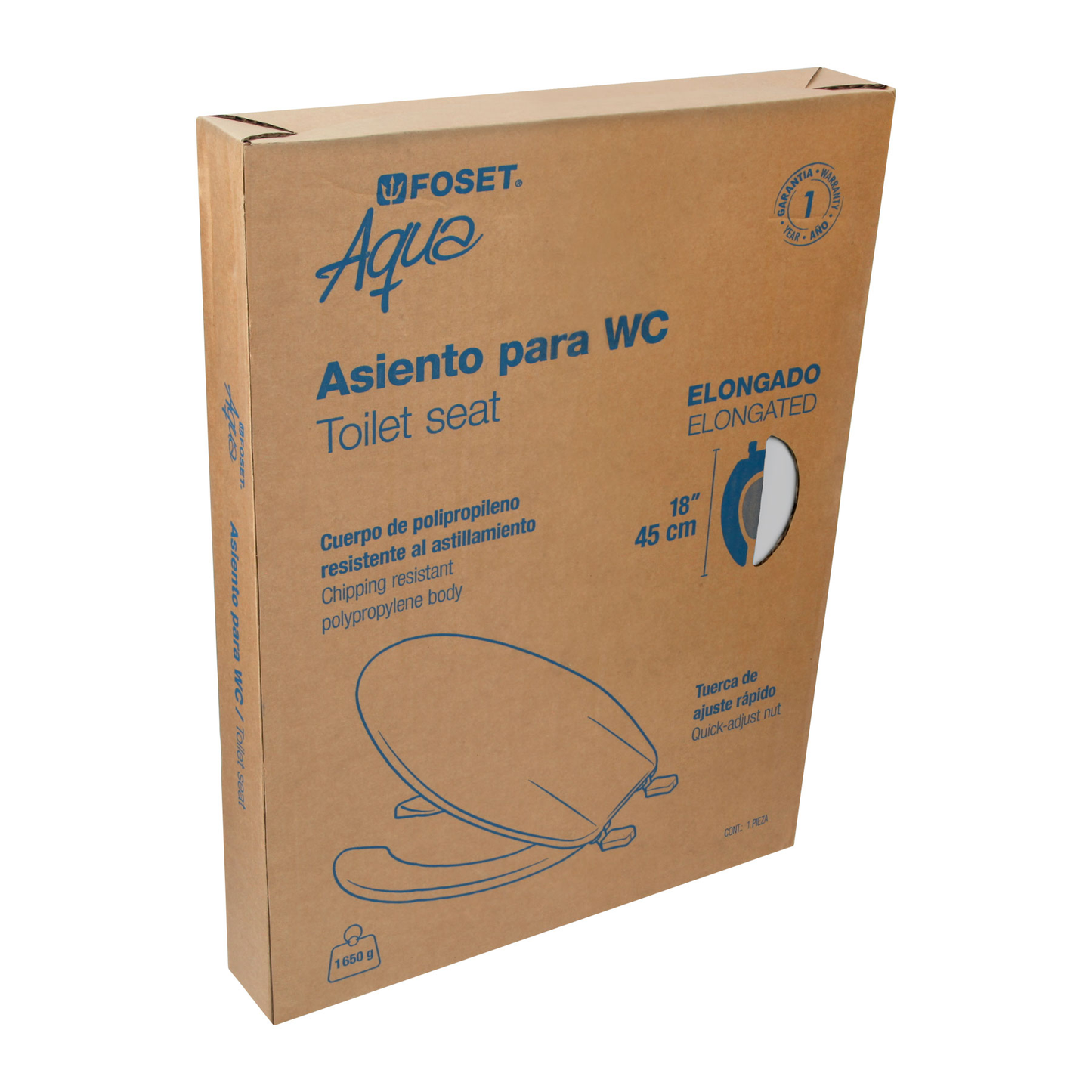 Asiento para WC, 45 cm, blanco
