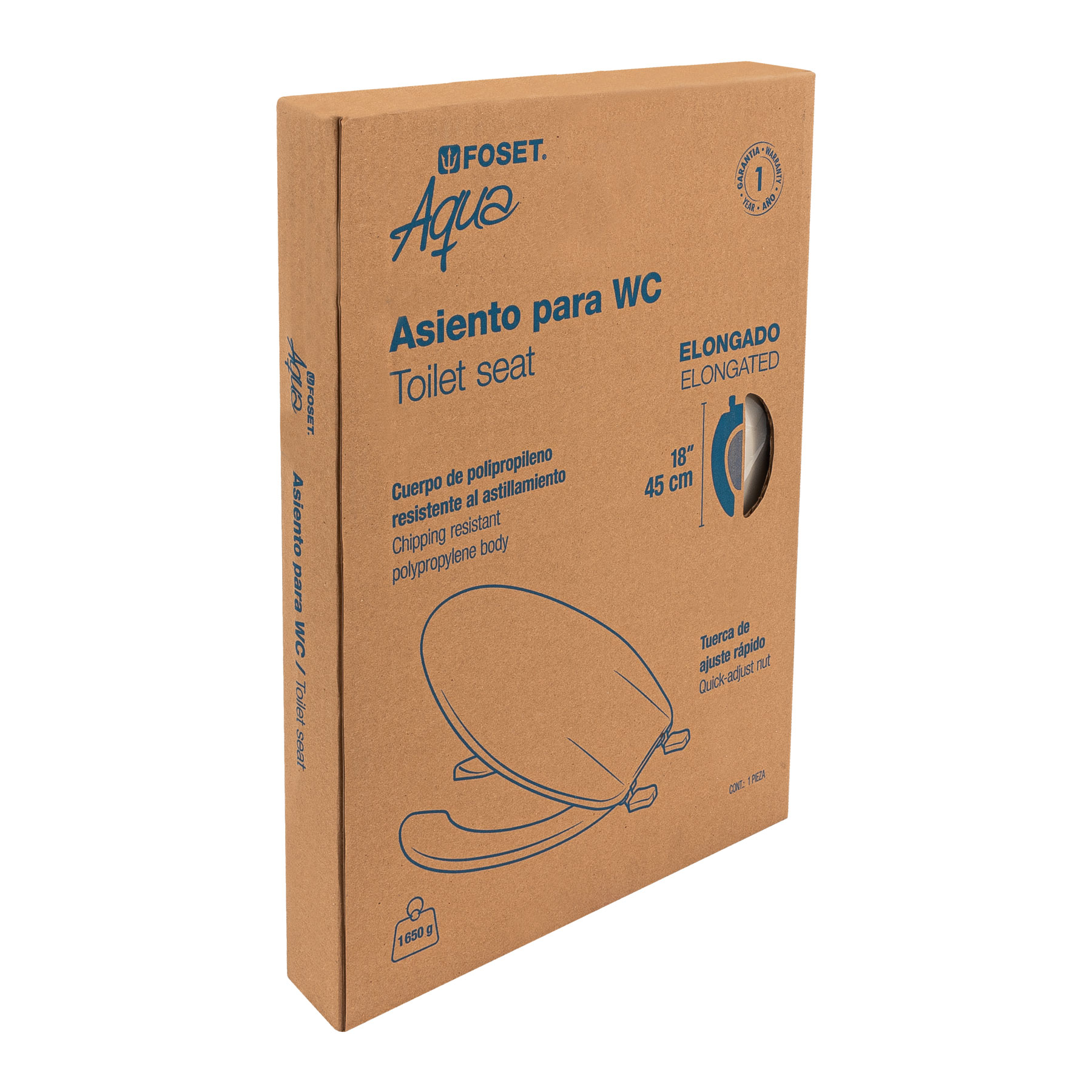 Asiento para WC, 45 cm, hueso