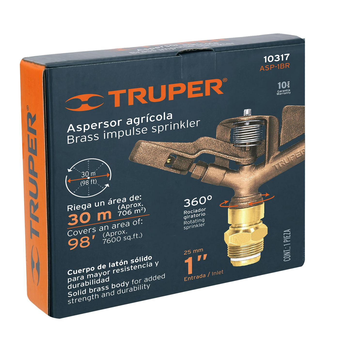 Aspersor agrícola 1", fundido en latón