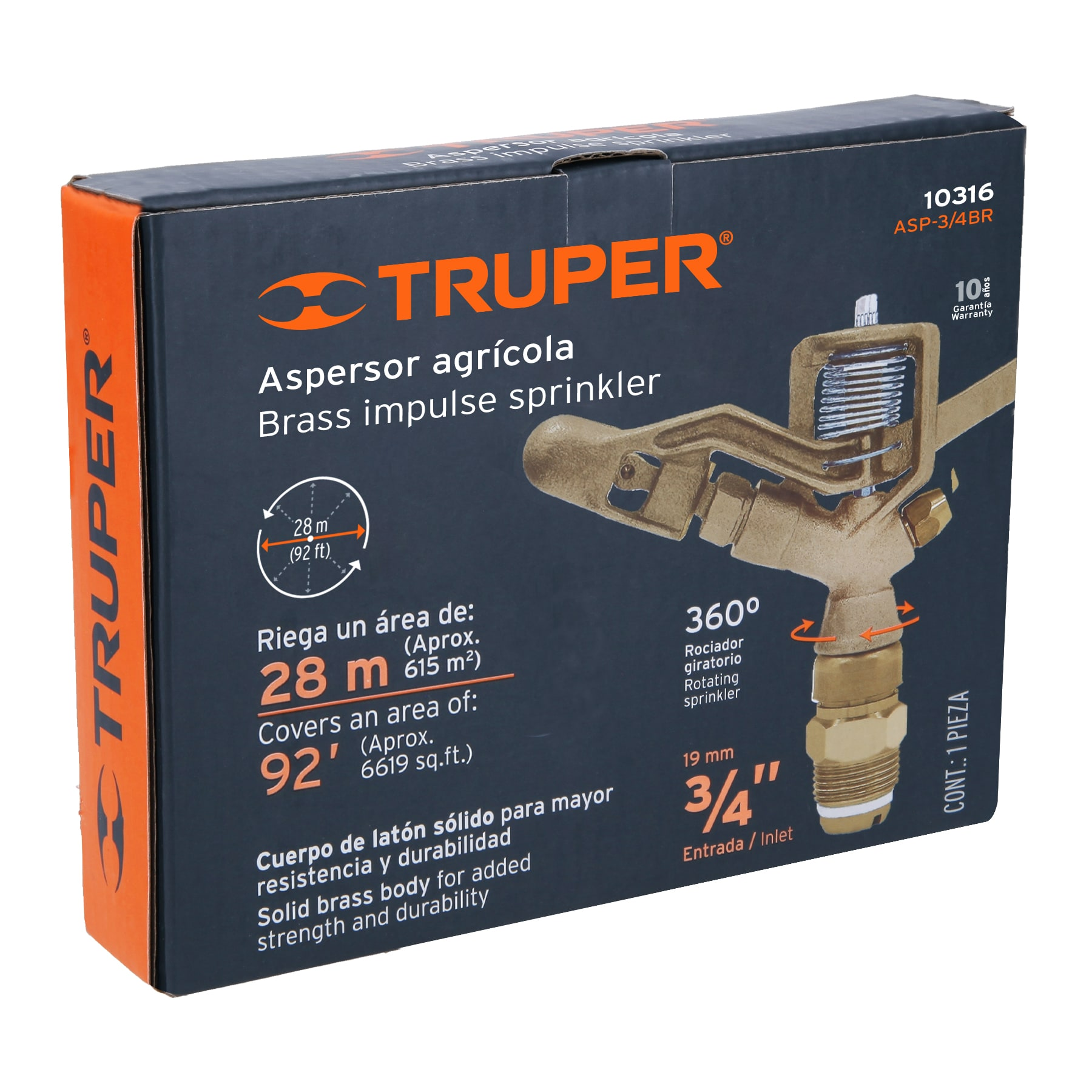 Aspersor agrícola 3/4", fundido en latón