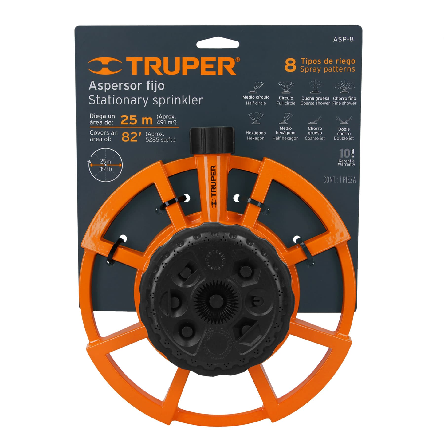 Aspersor de 8 funciones base aluminio