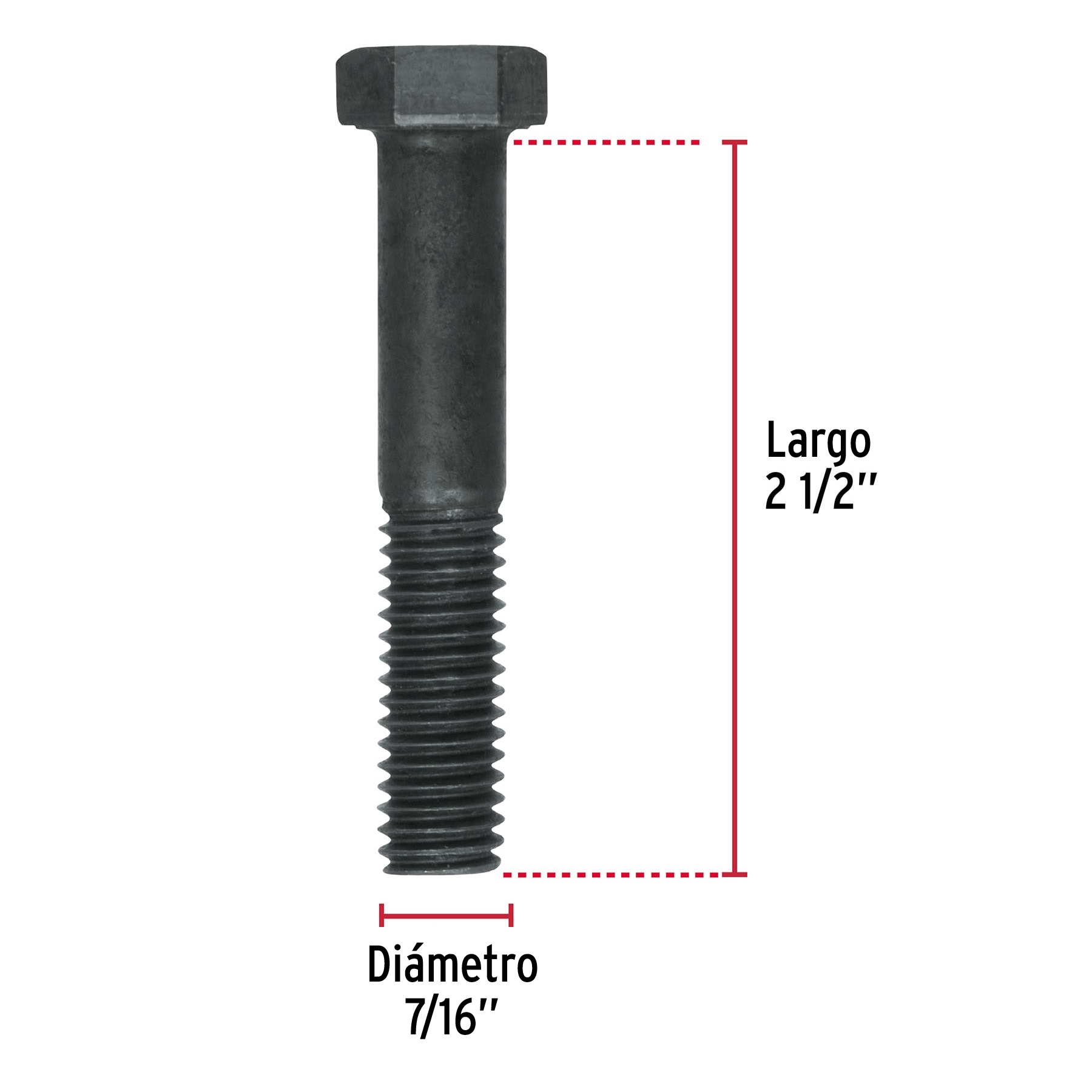 Tornillo Grado 5, 7/16 X 2-1/2", 30 piezas