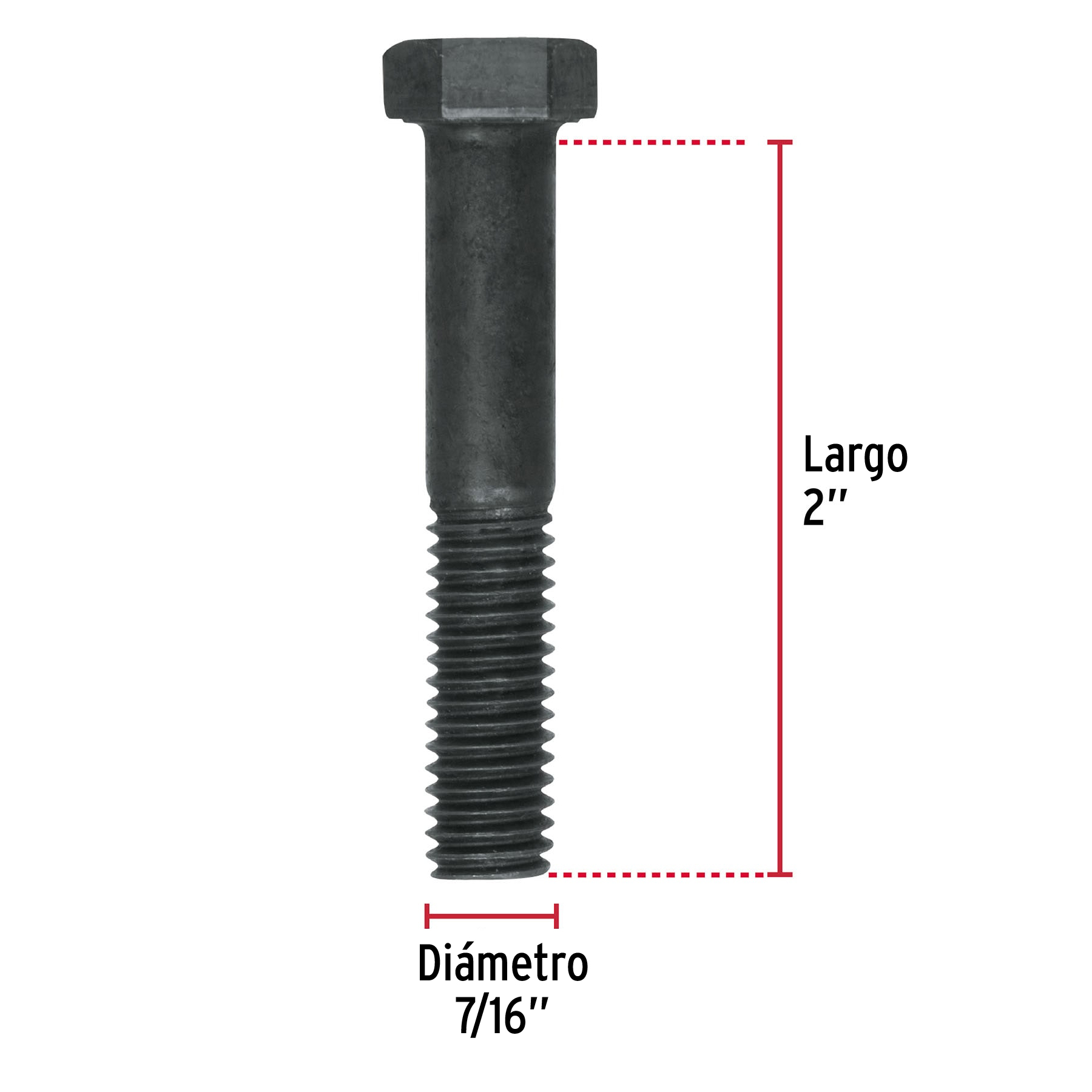 Tornillo Grado 5, 7/16 X 2", 40 piezas
