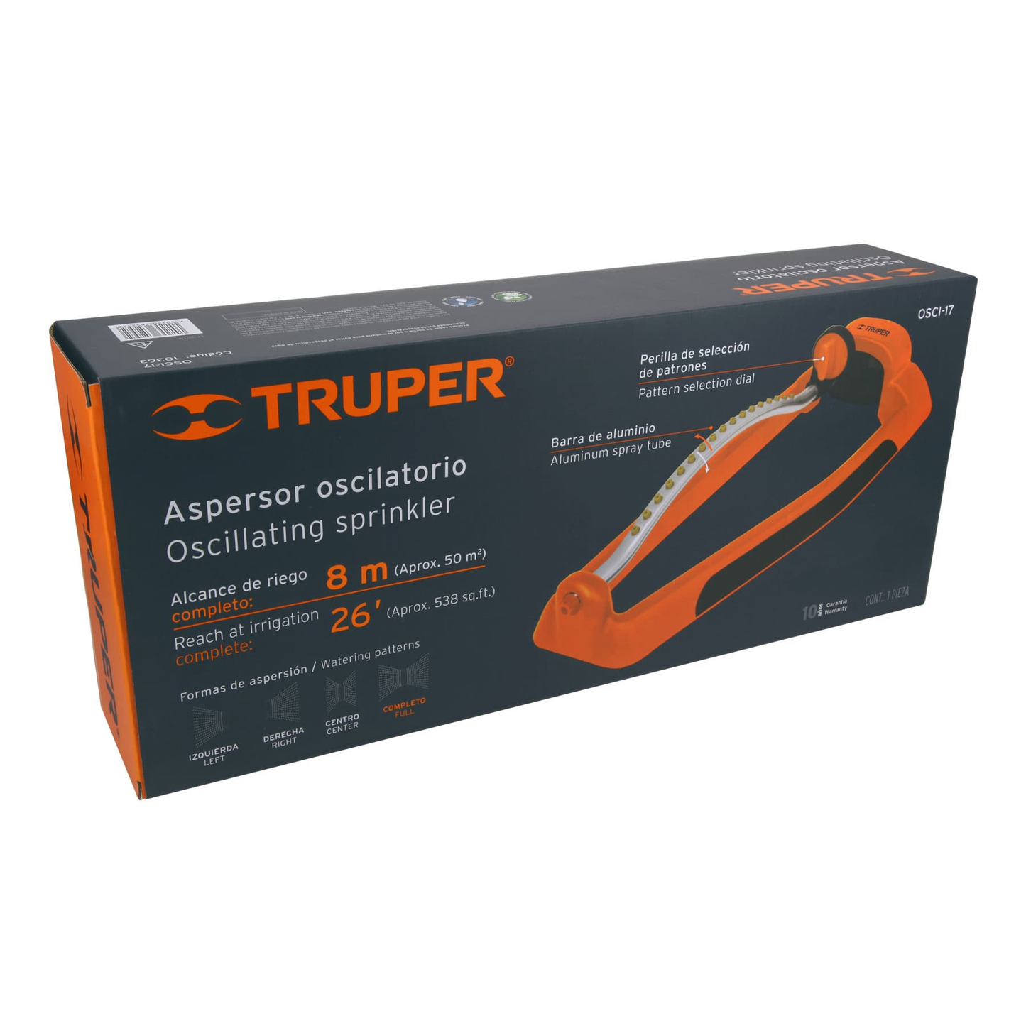 Aspersor oscilatorio, metal-plástico