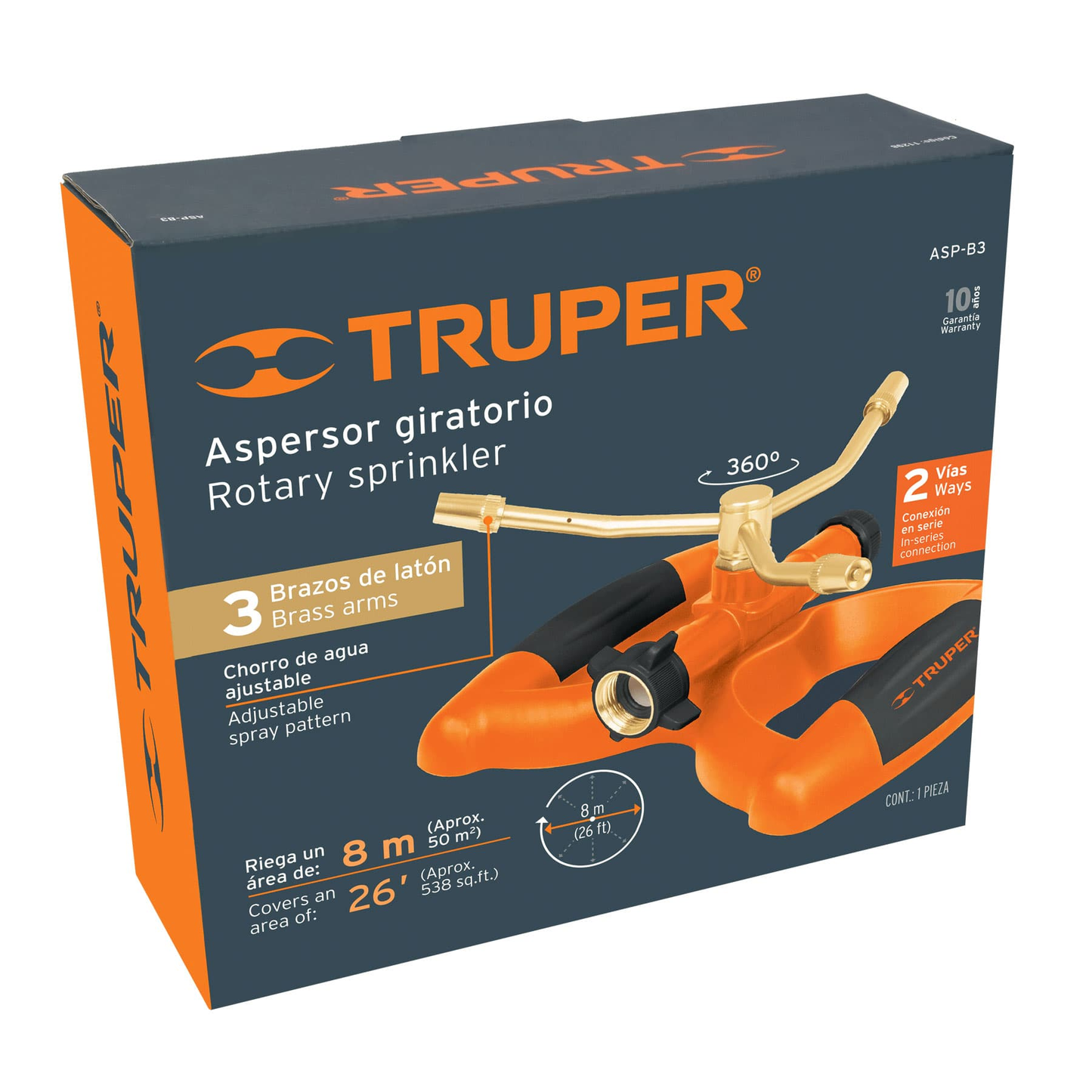 Aspersor tres brazos, base plástica