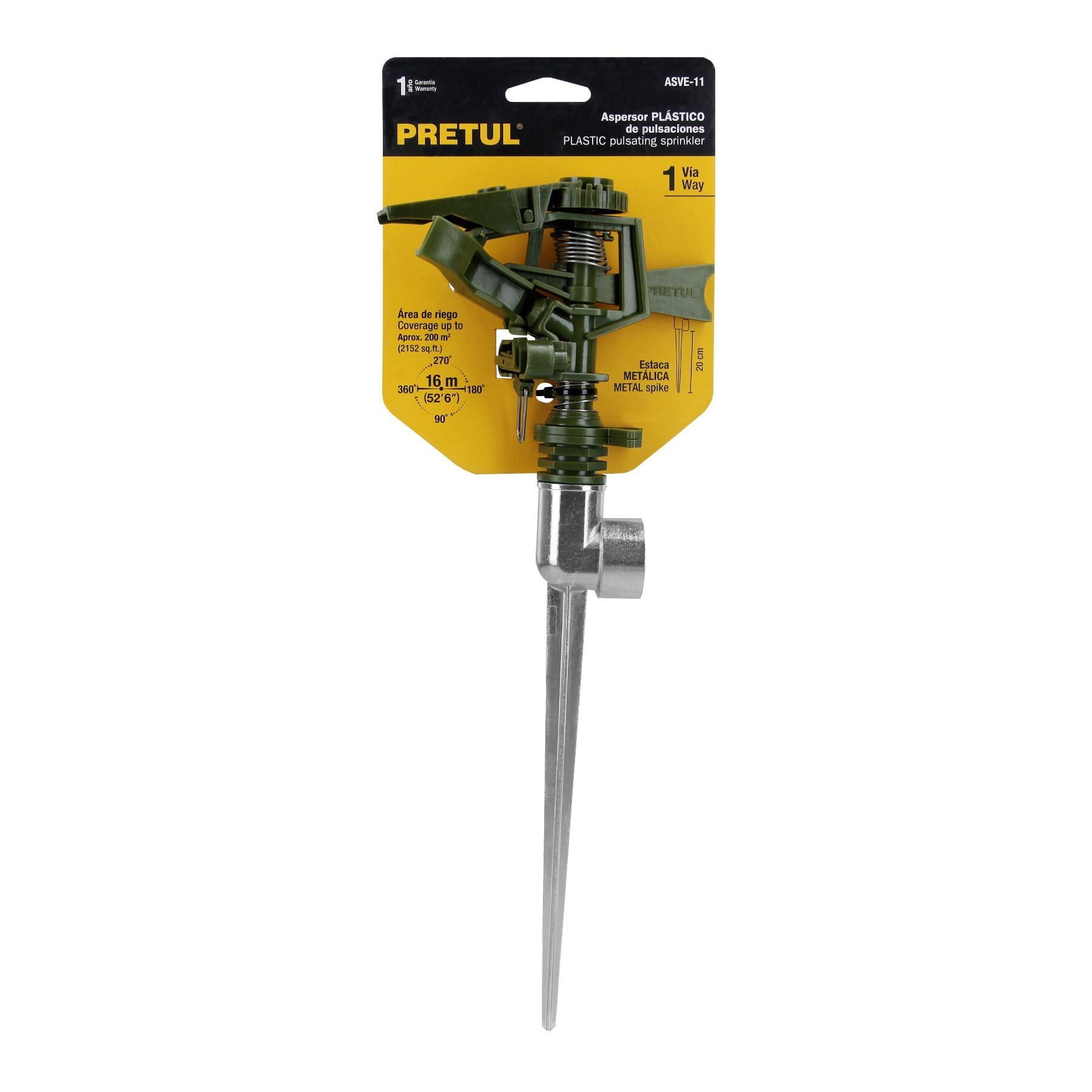 Aspersor verde, plástico, estaca de 11", pretul