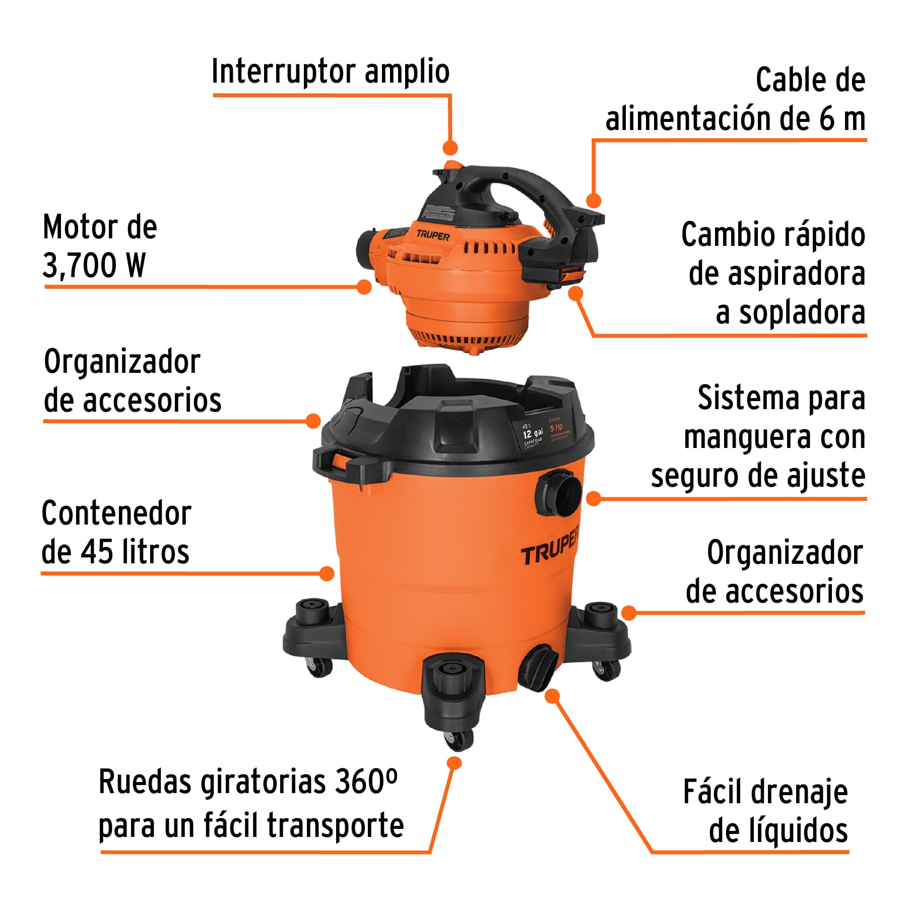 Aspiradora de 12 galones