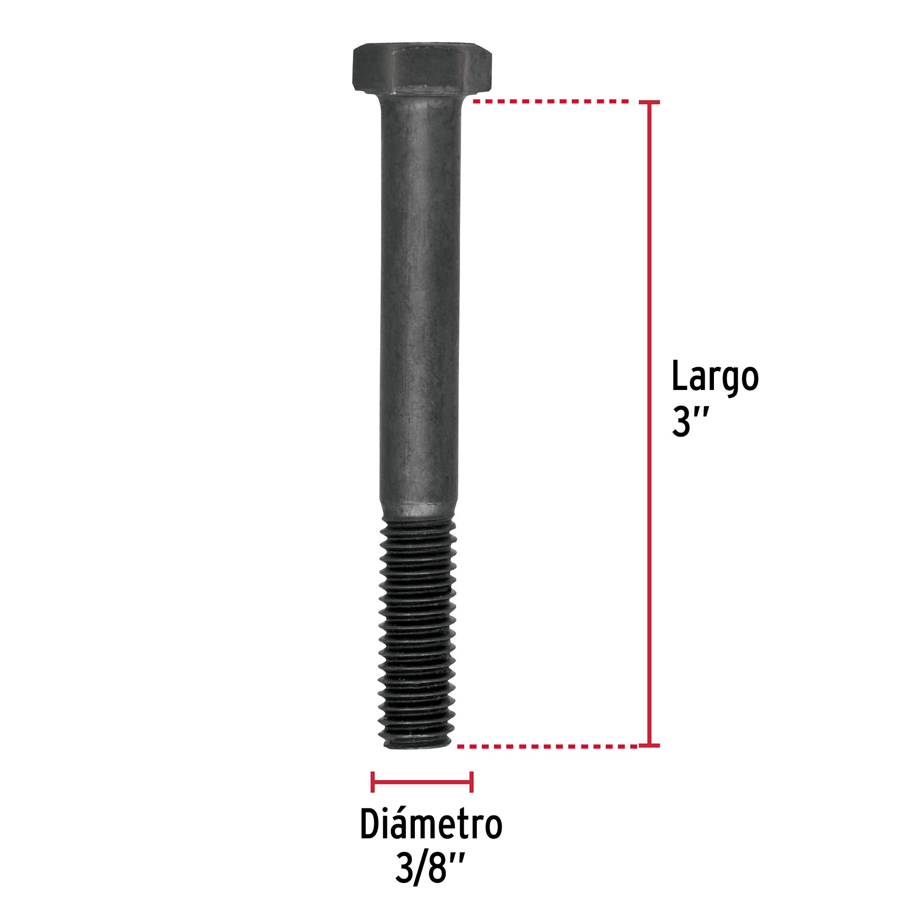 Tornillo Grado 5, 3/8 X 3", 40 piezas