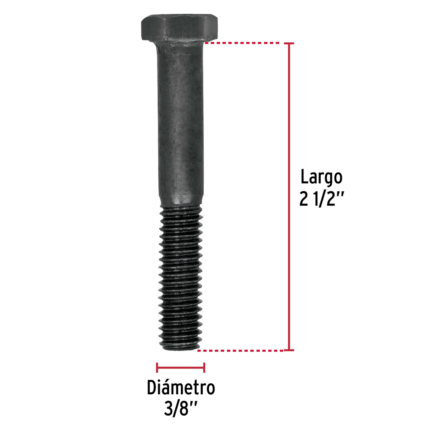 Tornillo Grado 5, 3/8 X 2-1/2", 50 piezas
