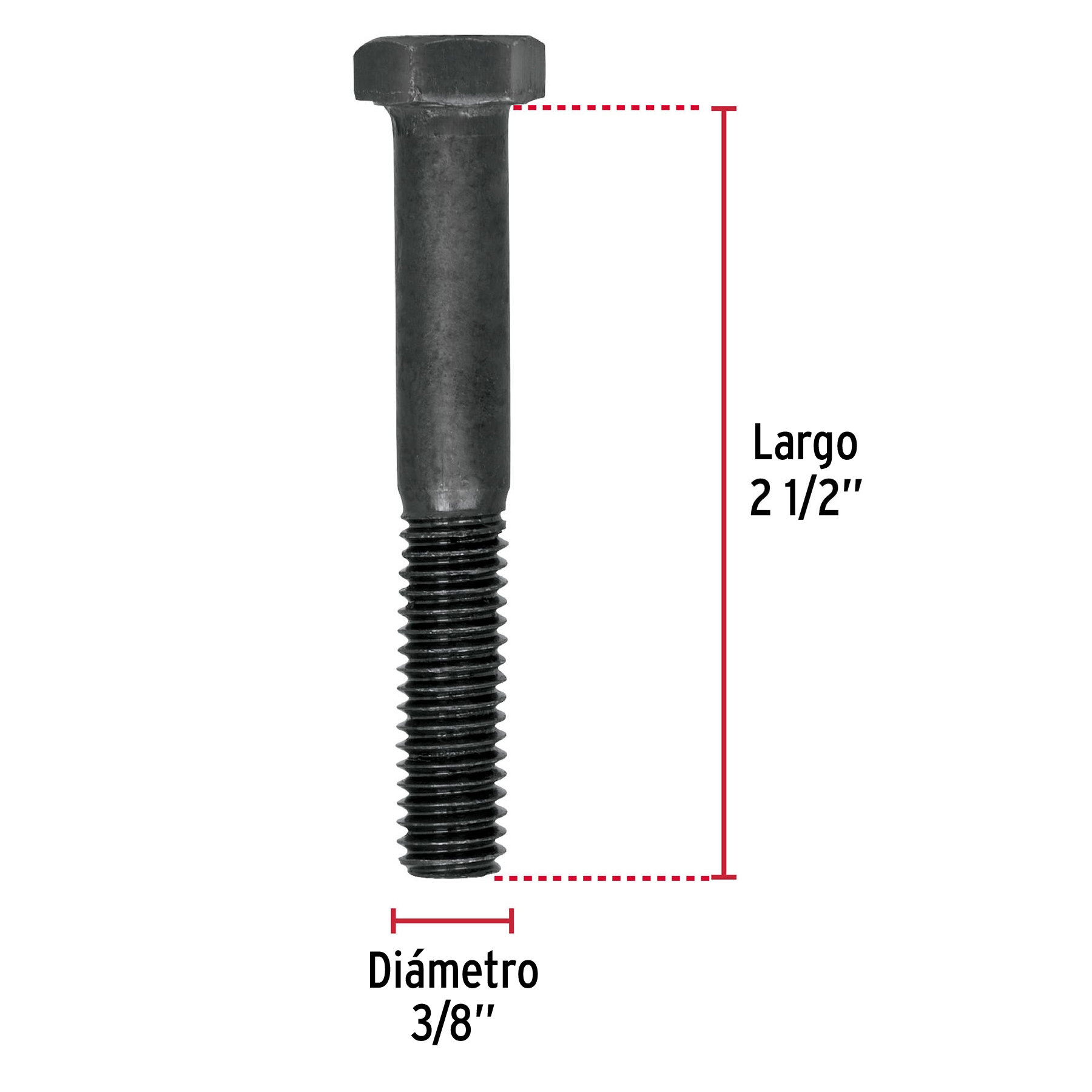 Tornillo Grado 5, 3/8 X 2-1/2", 50 piezas