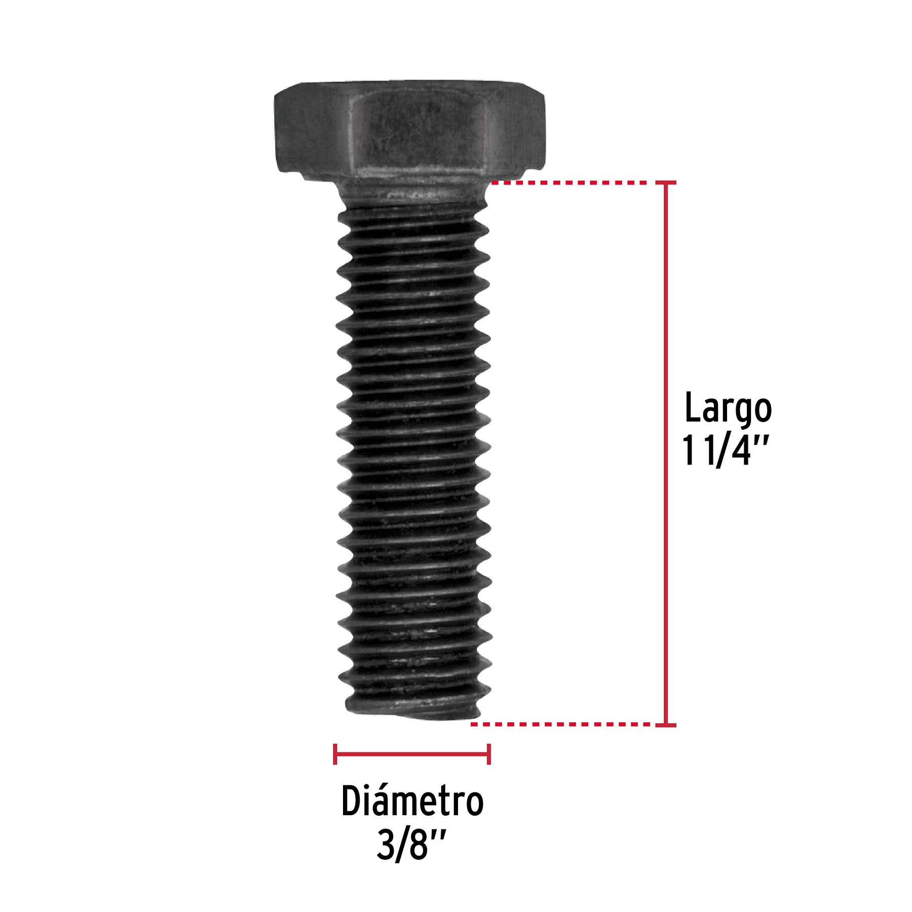 Tornillo Grado 5, 3/8 X 1-1/4", 40 piezas