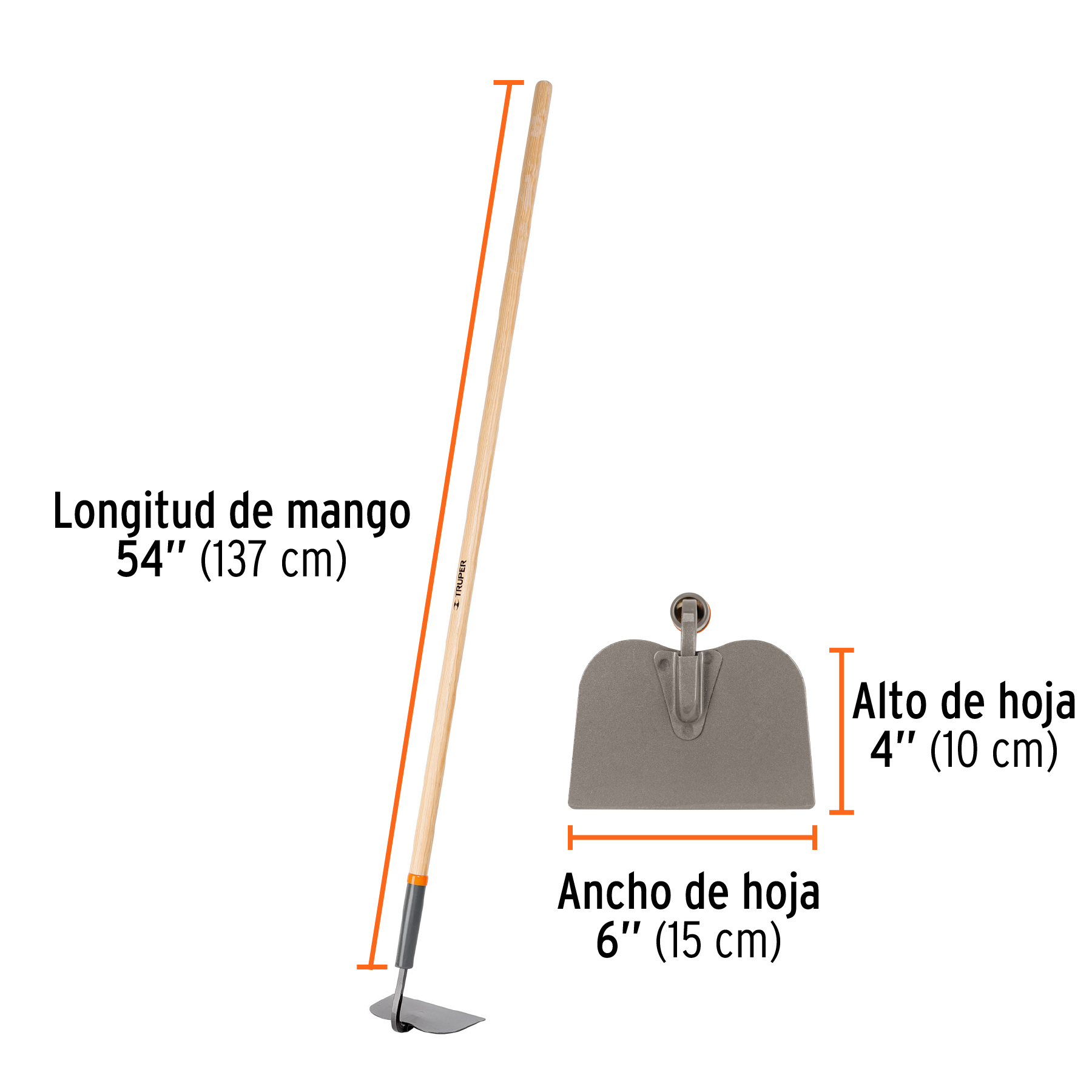 Azadón jardinero classic, con collar, mango 54"