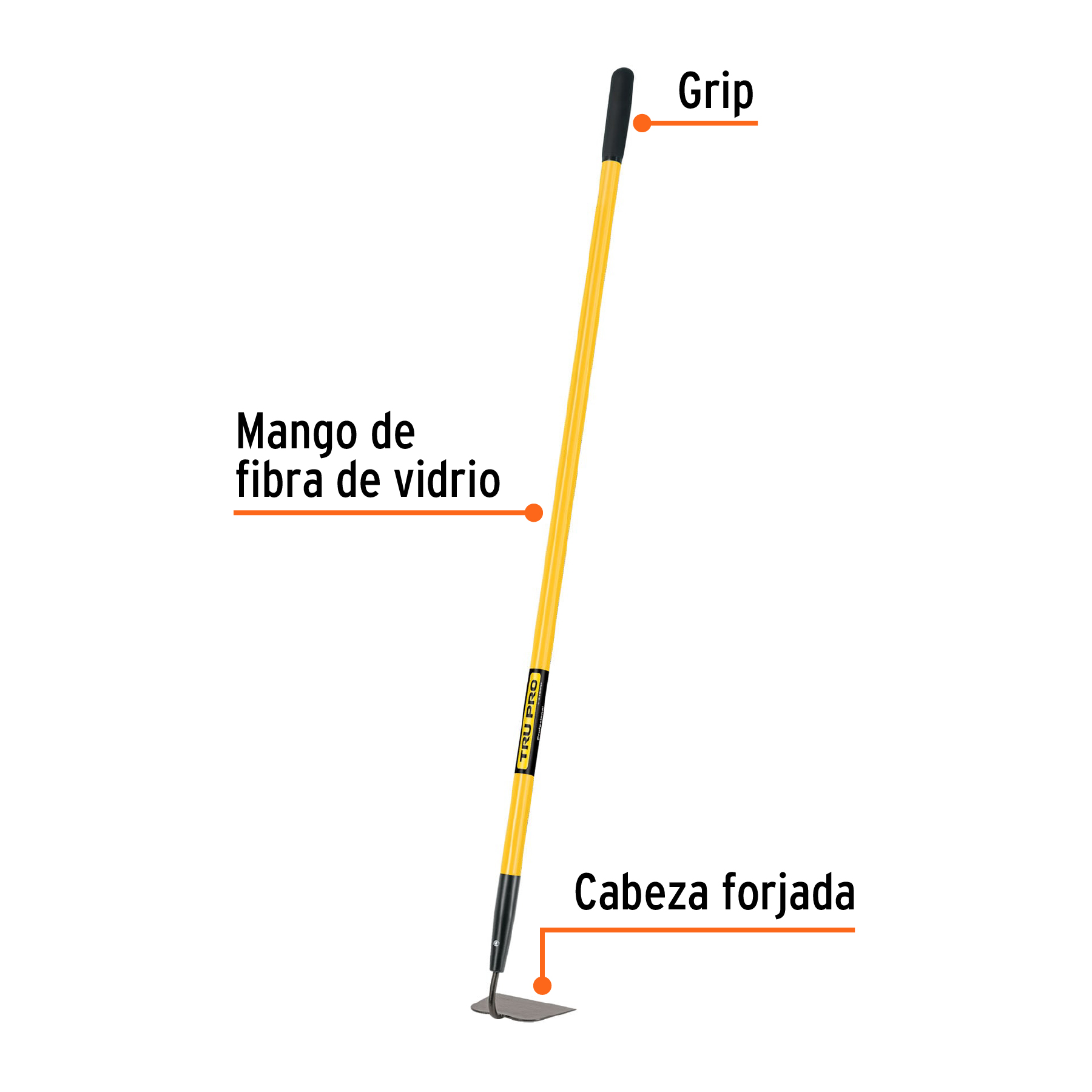Azadón jardinero con mango fibra de vidrio 60"