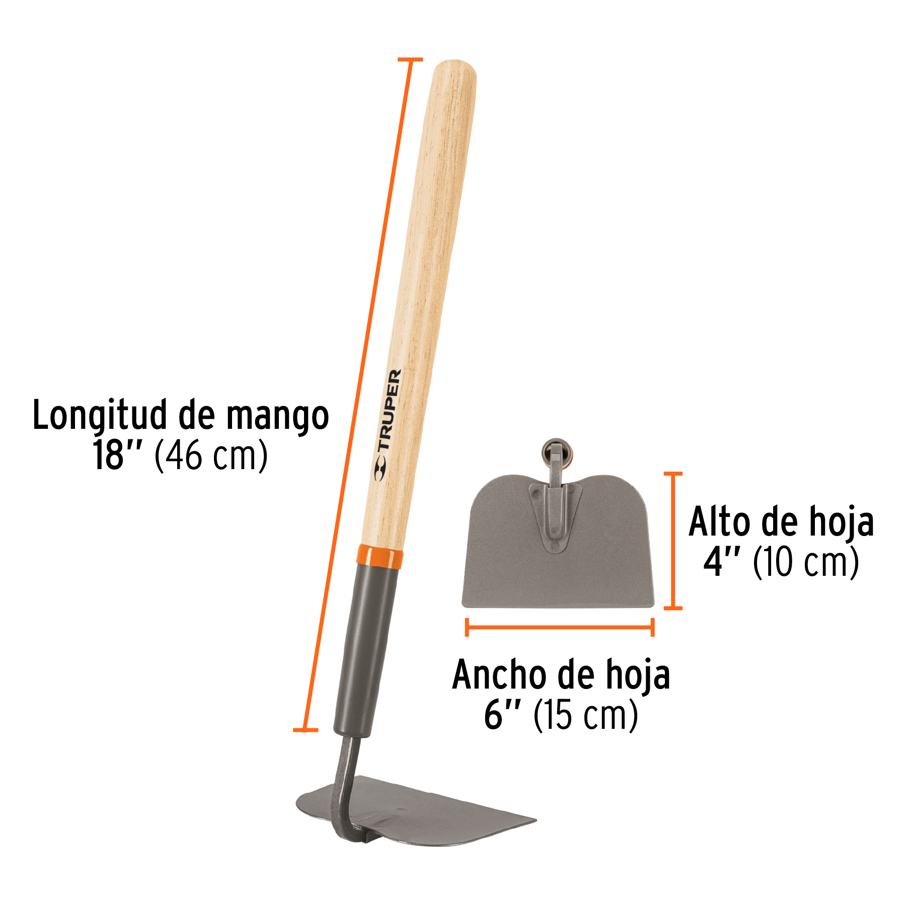 Azadón jardinero, tomatero corto, mango 16"