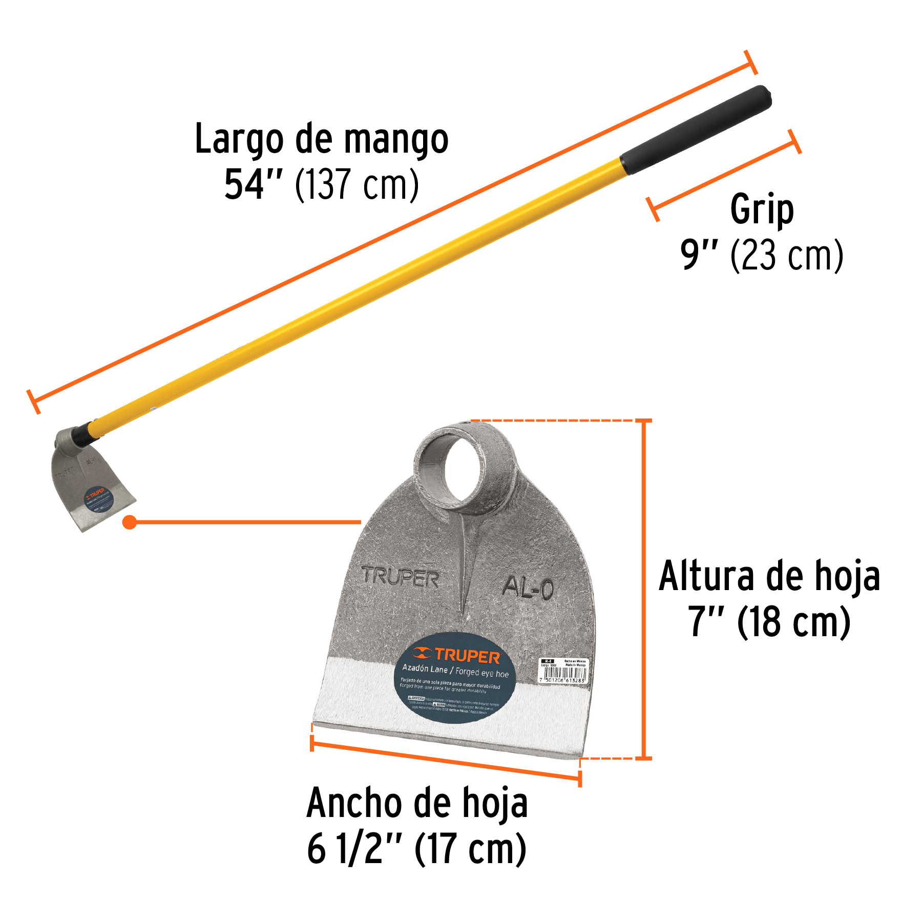 Azadón Lane No.0, mango 54", 1.6 lb