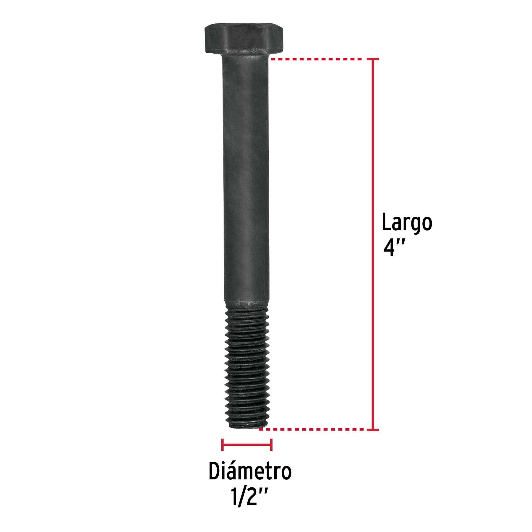 Tornillo Grado 5, 1/2 X 4", 15 piezas