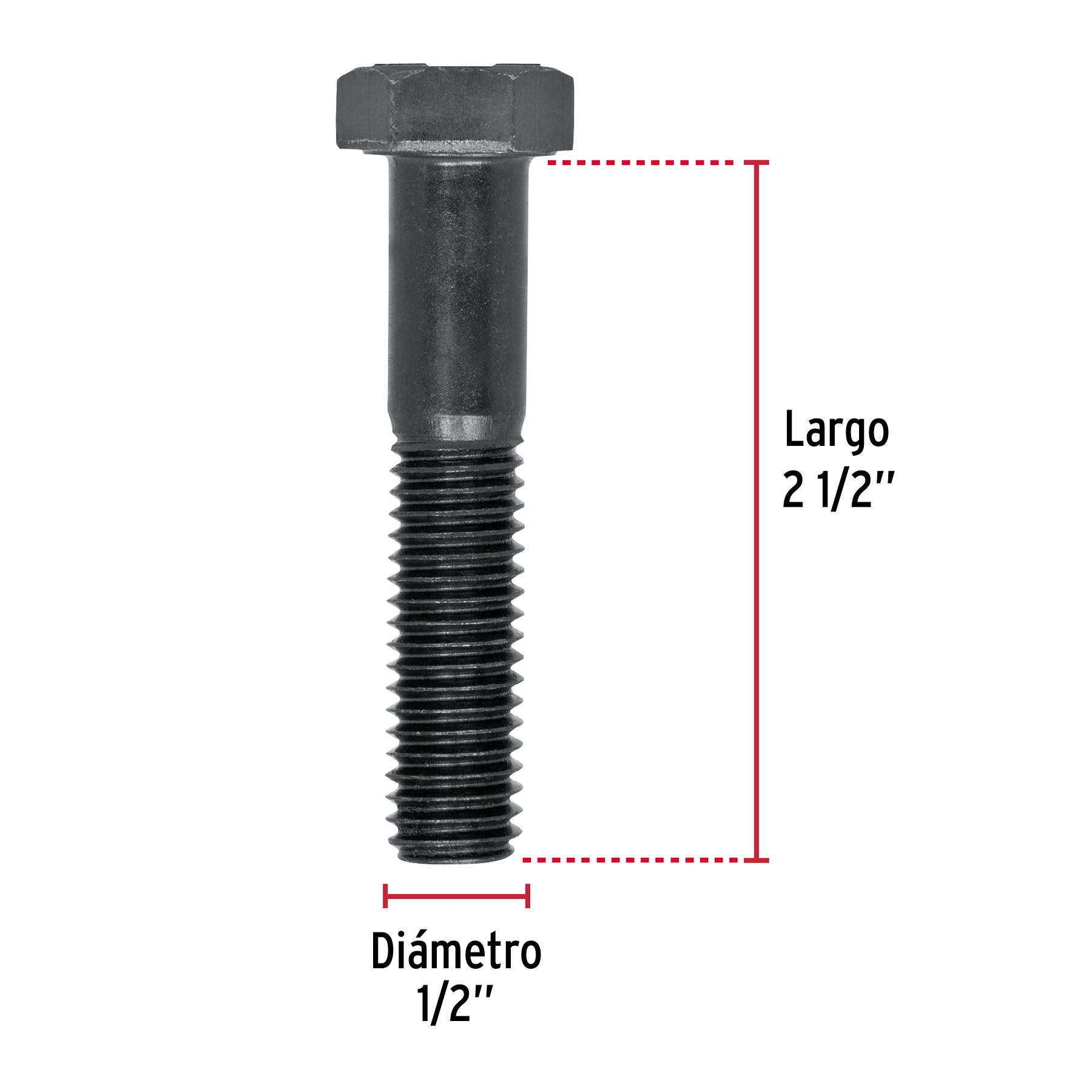 Tornillo Grado 5, 1/2 X 2-1/2", 20 piezas
