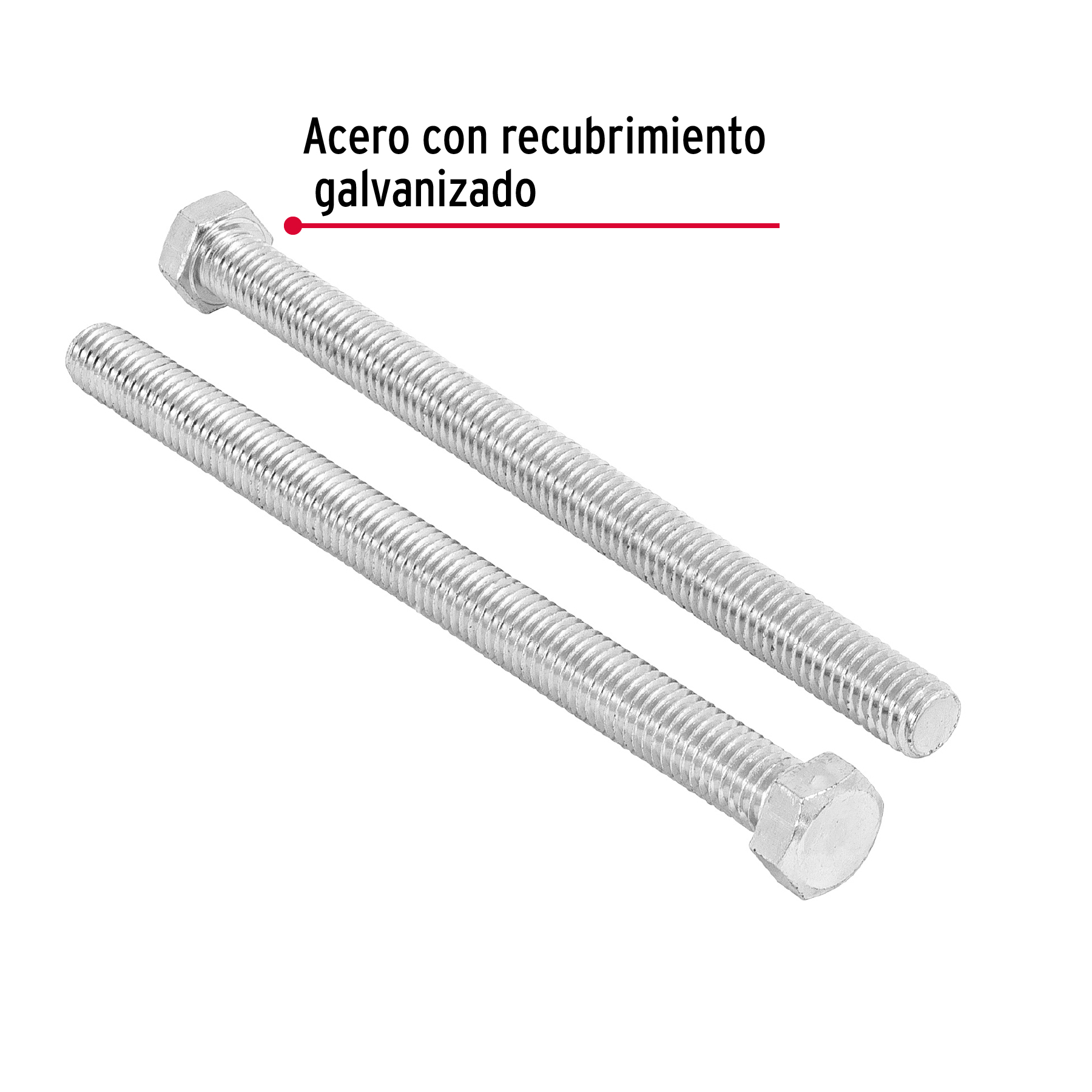 Tornillo acero galvanizado tipo máquina, 7/16X6", 10 pzas