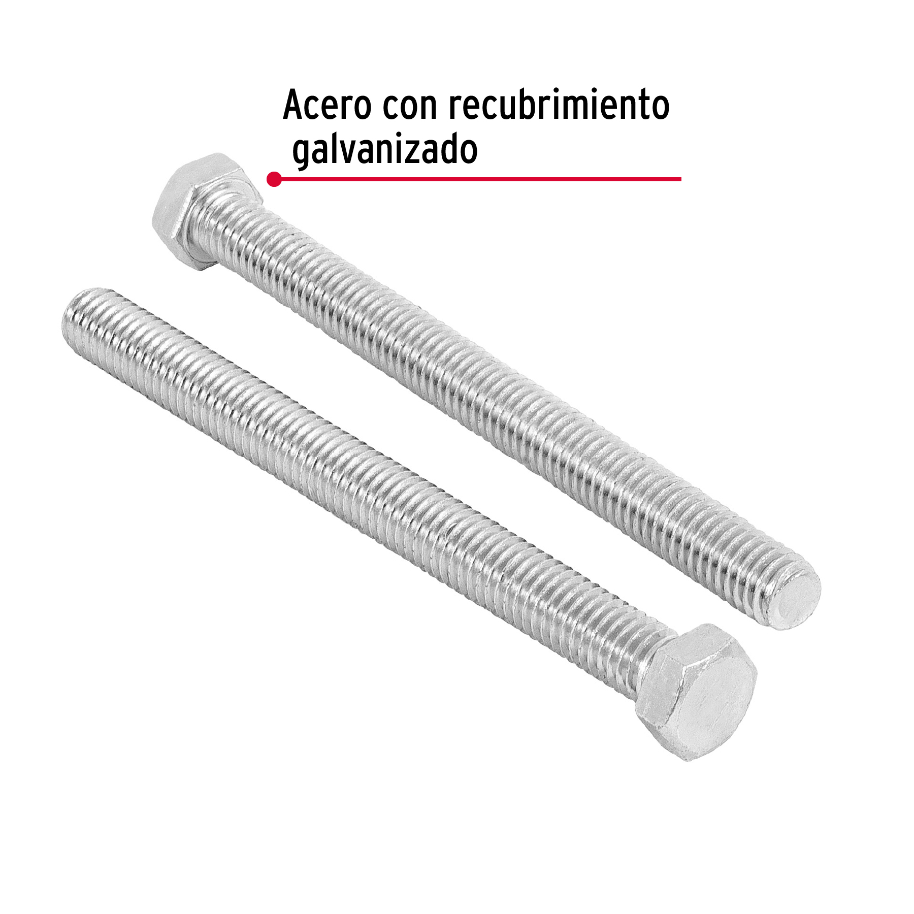 Tornillo acero galvanizado tipo máquina, 7/16X5", 10 pzas