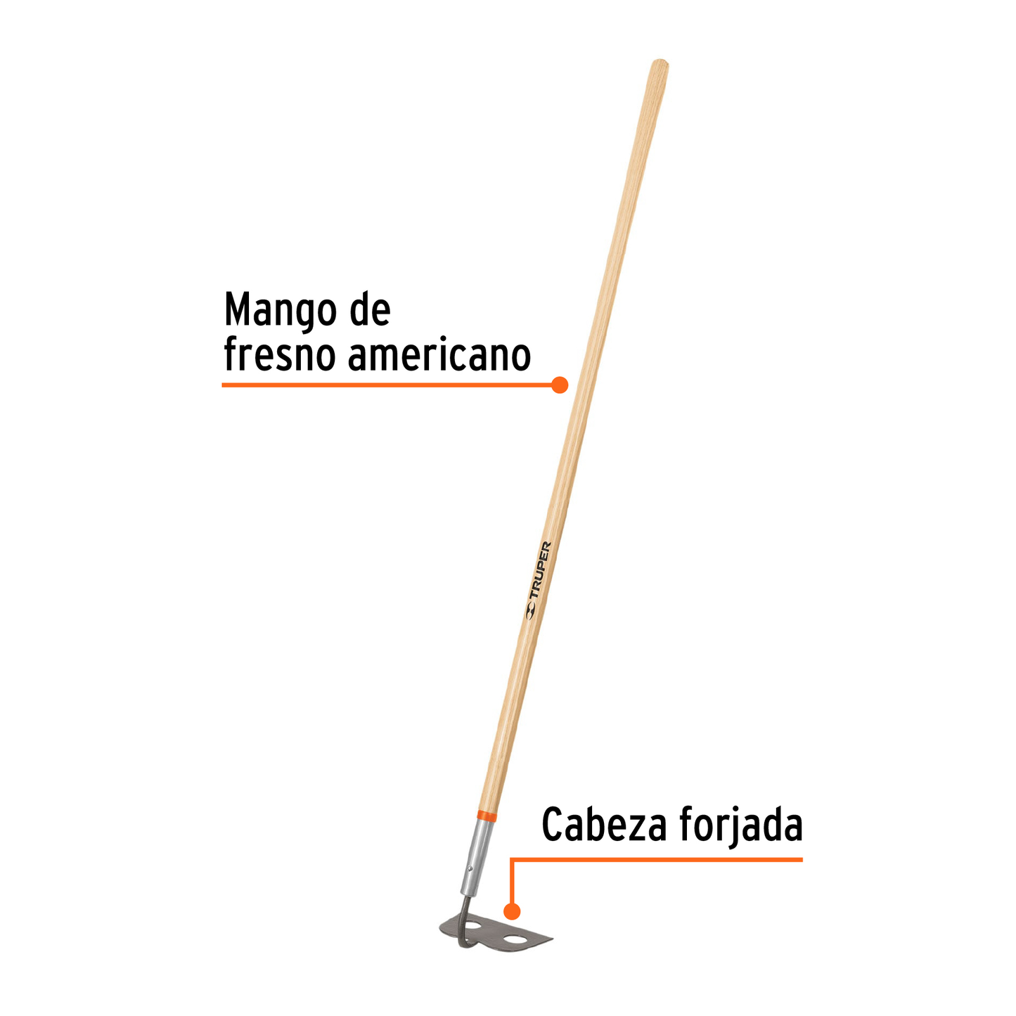 Azadón mezclero cabeza forjada, 7" de ancho, mango 60"
