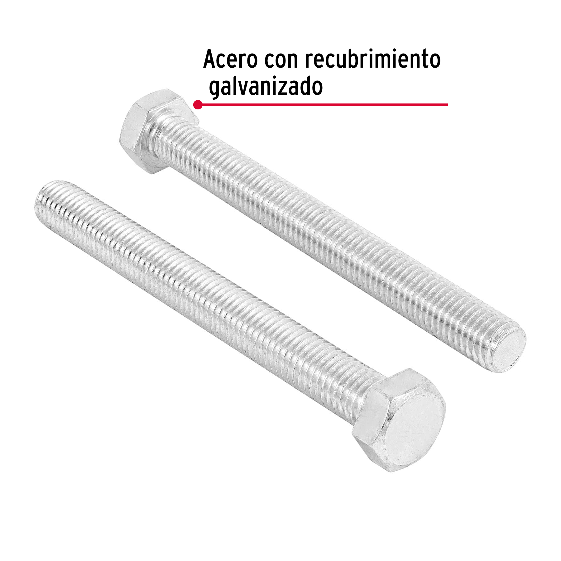Tornillo acero galvanizado tipo máquina, 5/8X6", 4 pzas