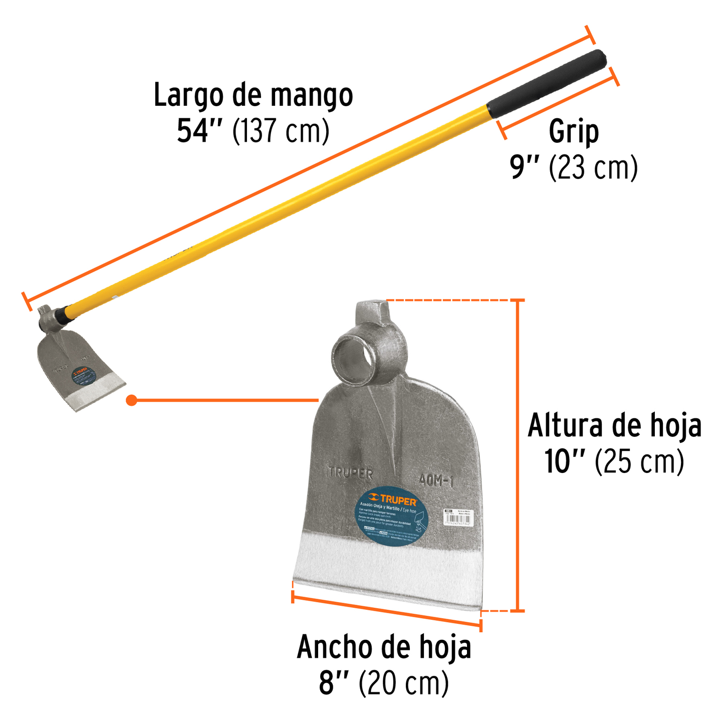 Azadón oreja y martillo, No. 1, con mango