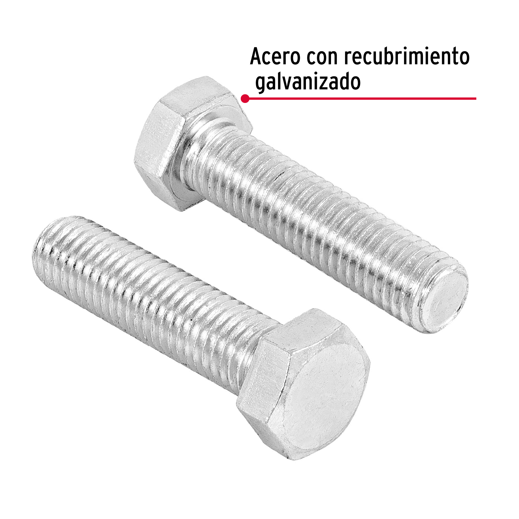 Tornillo acero galvanizado tipo máquina, 5/8X2-1/2", 8 pzas
