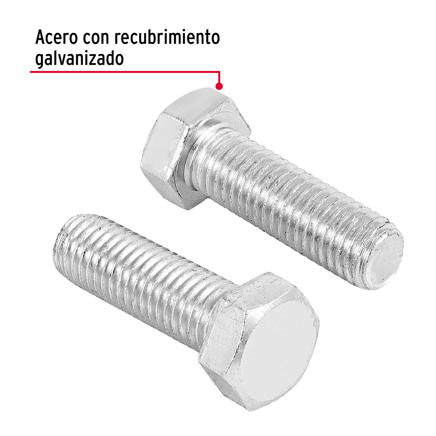Tornillo acero galvanizado tipo máquina, 5/8X2", 10 pzas