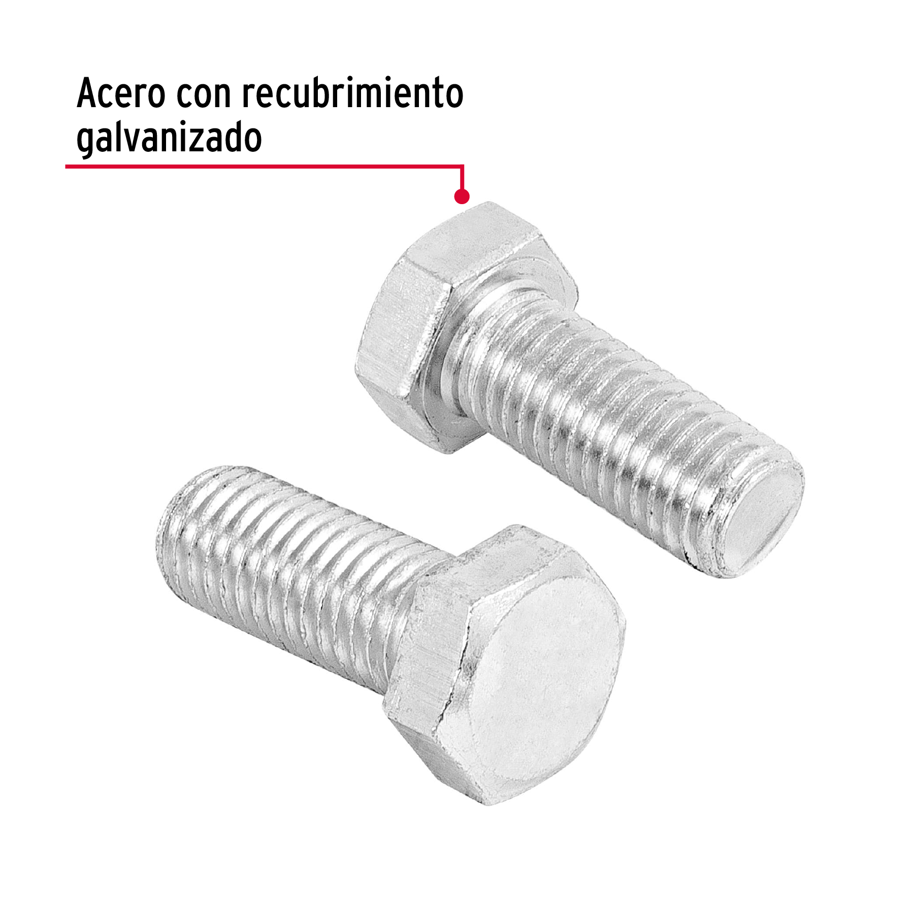 Tornillo acero galvanizado tipo máquina, 5/8X1-1/2", 10 pzas