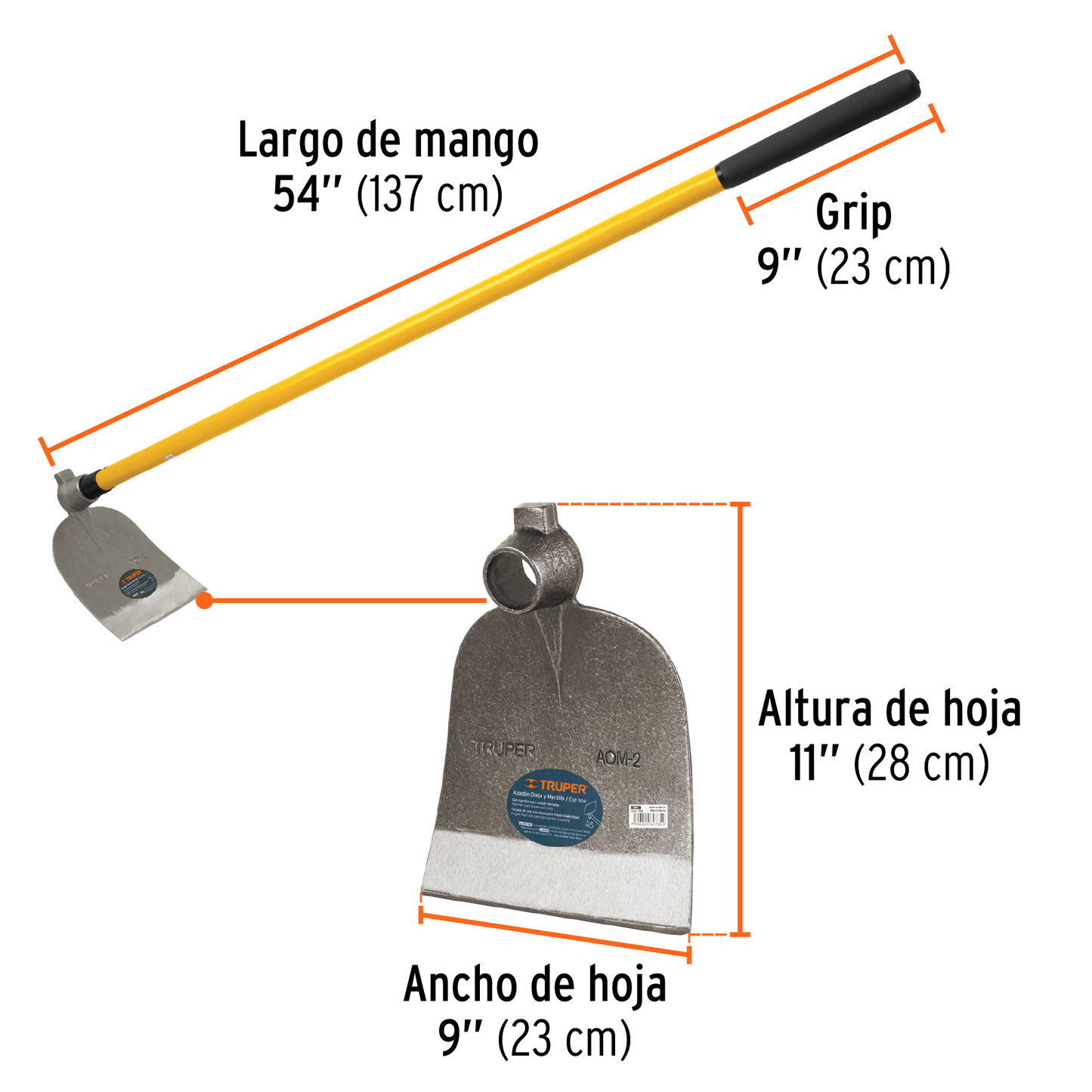 Azadón oreja y martillo, No. 2, con mango
