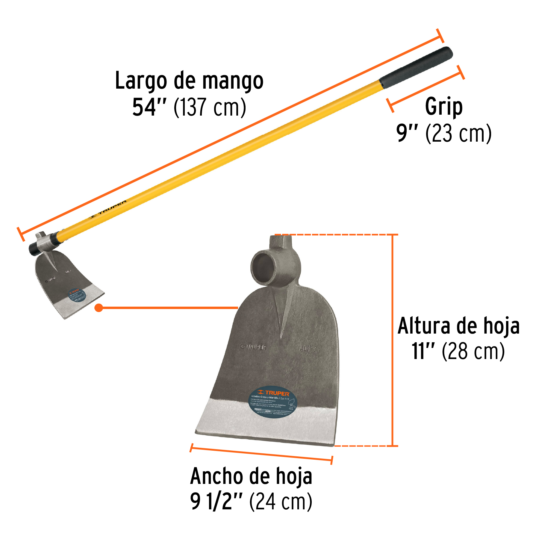 Azadón oreja y martillo, No. 3, con mango