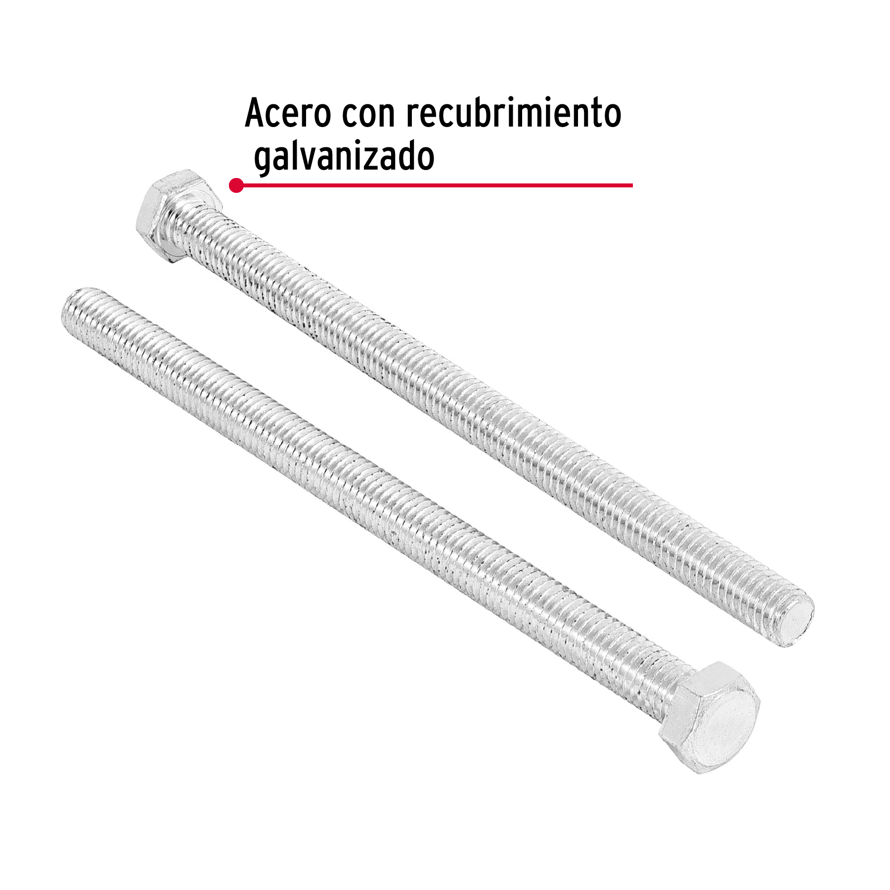 Tornillo acero galvanizado tipo máquina, 3/8X6", 15 pzas